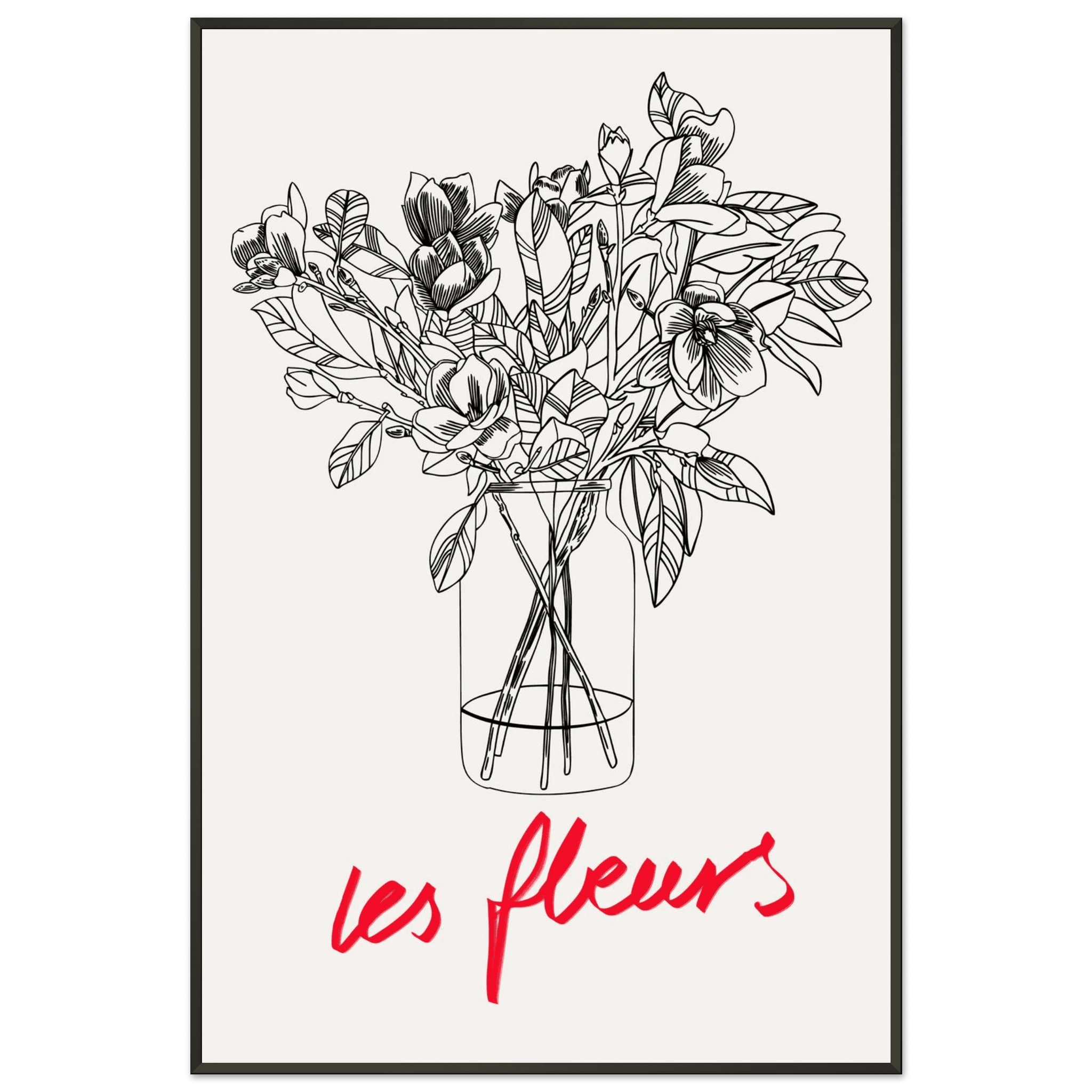 Les Fleurs Botanical Poster | French Flower Line Art Print | Minimalist Floral Wall Decor - Evergreen Posters