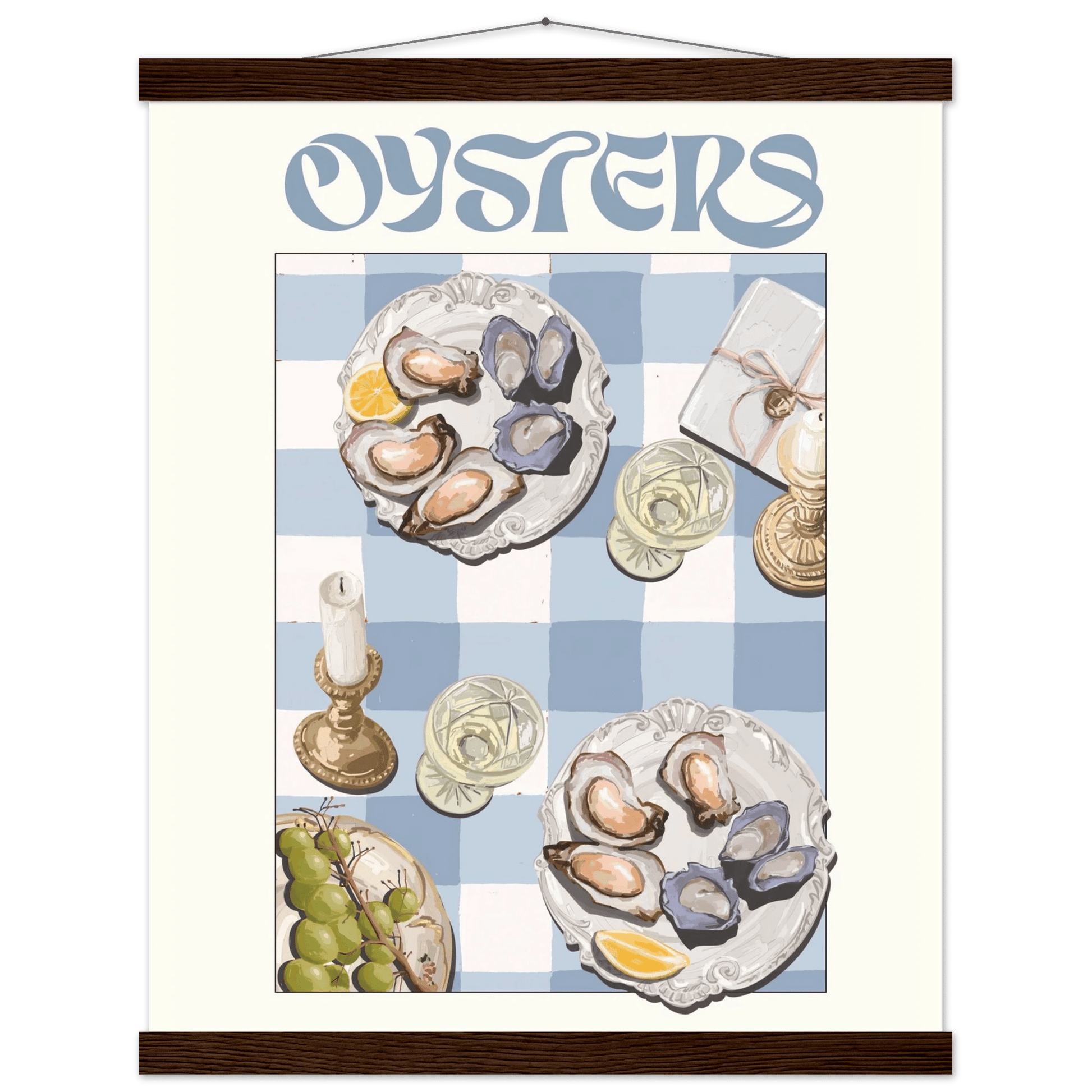 Oysters Poster – Playful Seafood Kitchen Wall Art Print (Digital & Printed Options) - Evergreen Posters