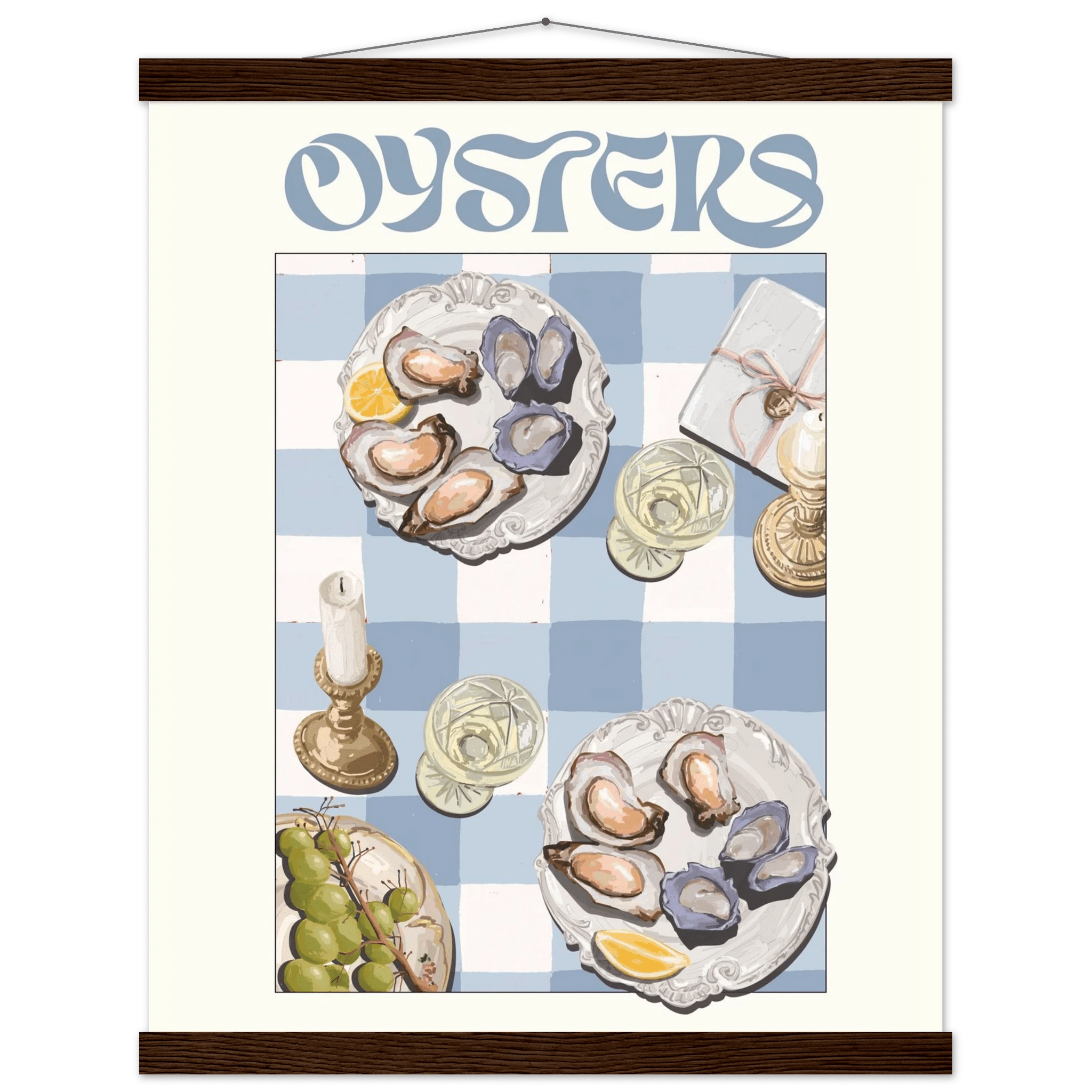 Oysters Poster – Playful Seafood Kitchen Wall Art Print (Digital & Printed Options) - Evergreen Posters