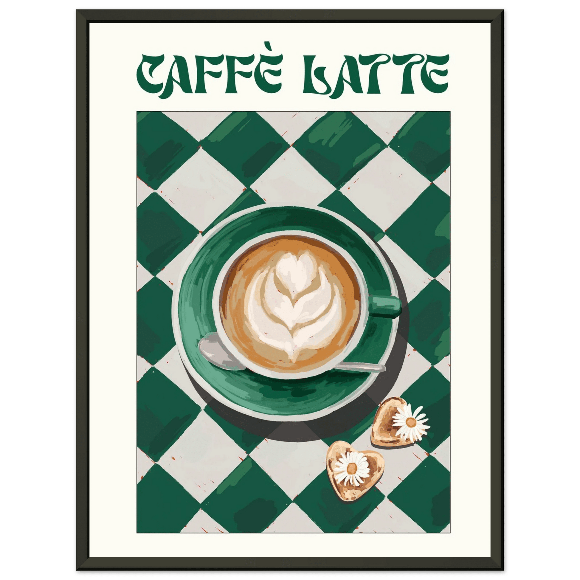 Caffè Latte Poster – Playful Coffee Kitchen Wall Art Print (Digital & Printed Options) - Evergreen Posters