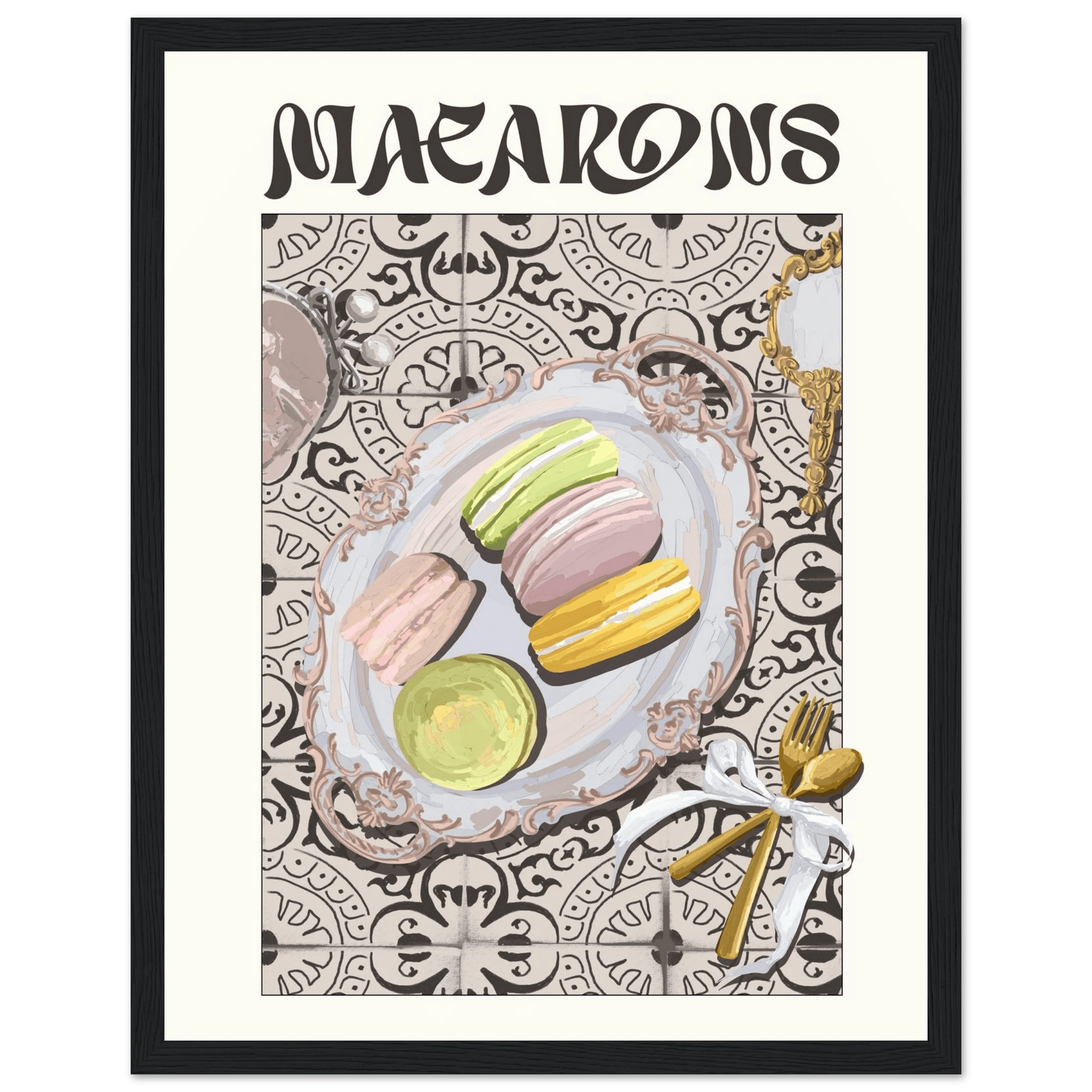 Macarons Poster – Playful French Patisserie Kitchen Wall Art Print (Digital & Printed Options) - Evergreen Posters