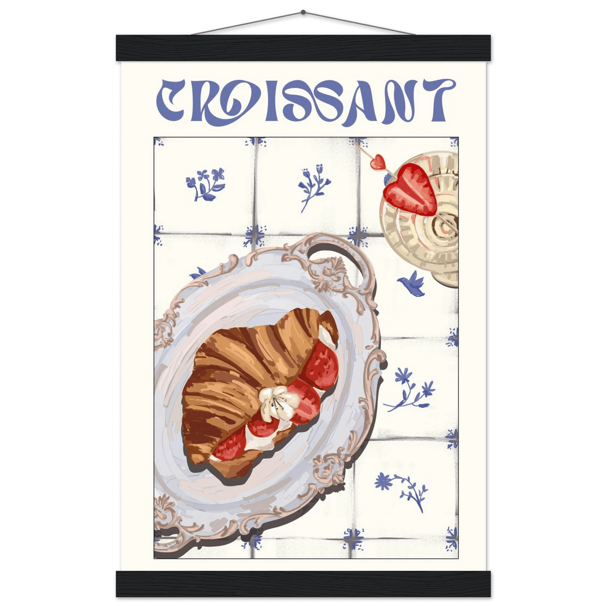 Croissant Poster – Charming French Breakfast Kitchen Wall Art Print (Digital & Printed Options) - Evergreen Posters