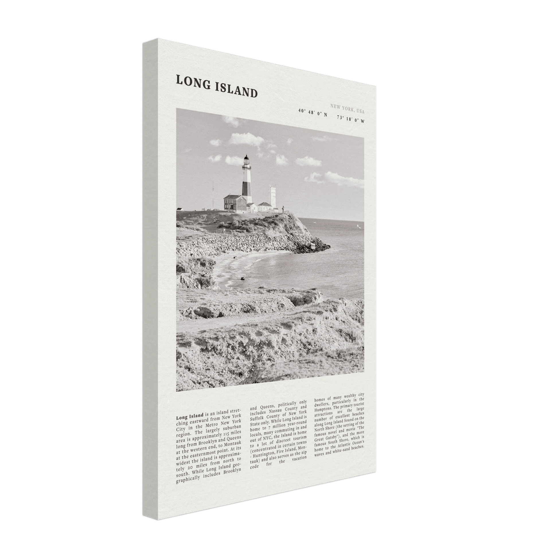 Long Island Poster | Black & White Montauk Lighthouse Wall Art | New York Print - Evergreen Posters