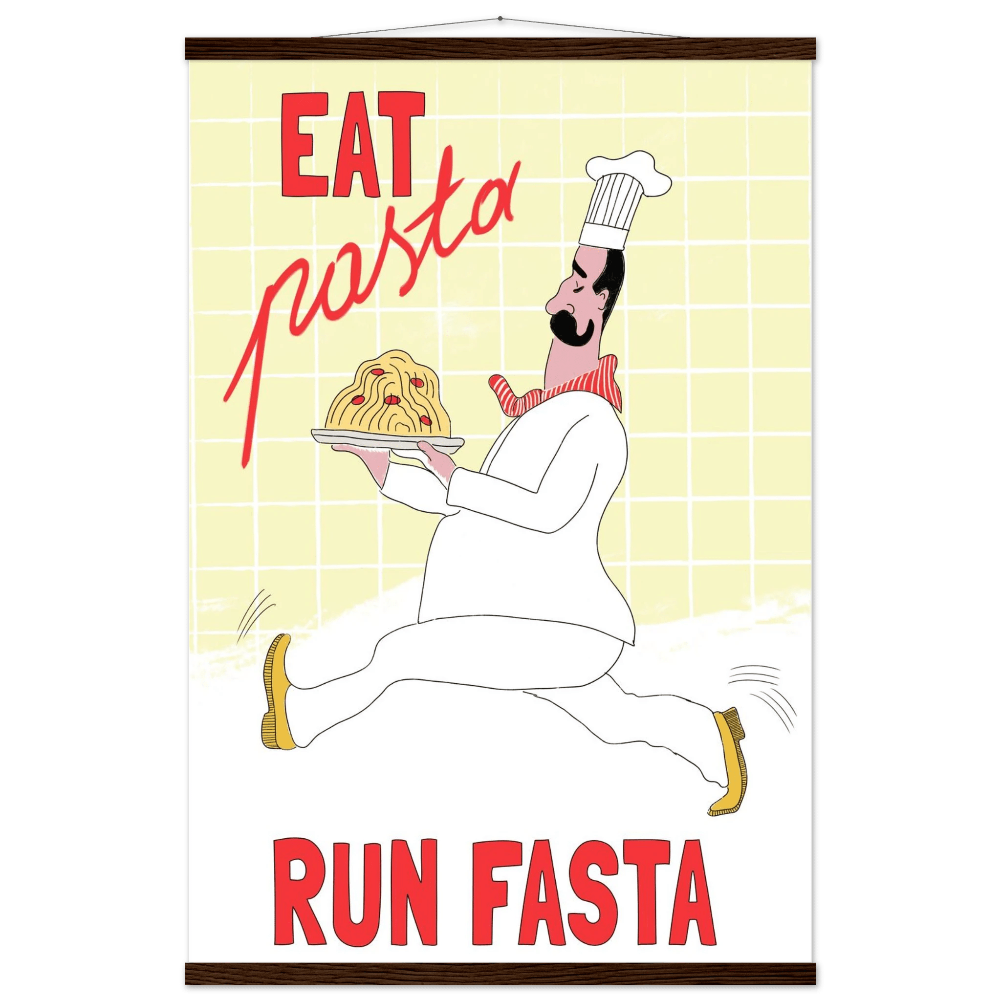 Eat Pasta Run Fasta Poster – Playful Kitchen Wall Art Print (Digital & Printed Options) - Evergreen Posters