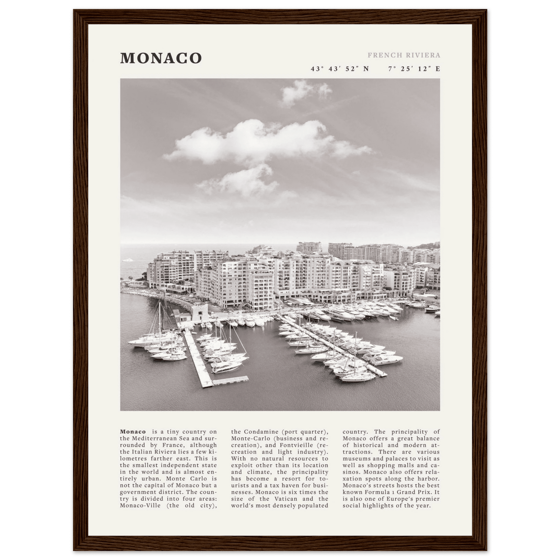 Monaco Poster Black and White – Vintage Monte Carlo Harbor Print (Digital & Printed Options) - Evergreen Posters