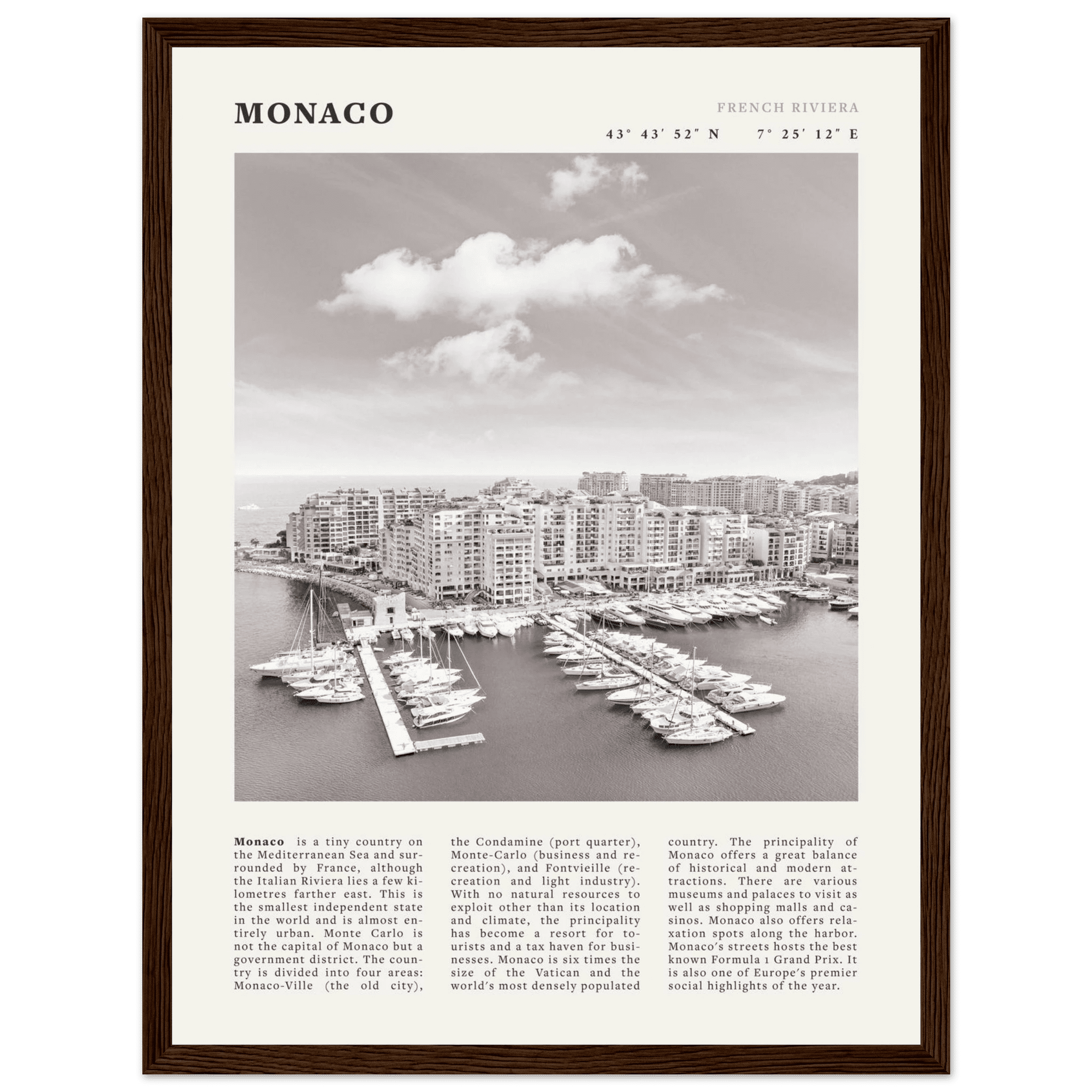 Monaco Poster Black and White – Vintage Monte Carlo Harbor Print (Digital & Printed Options) - Evergreen Posters