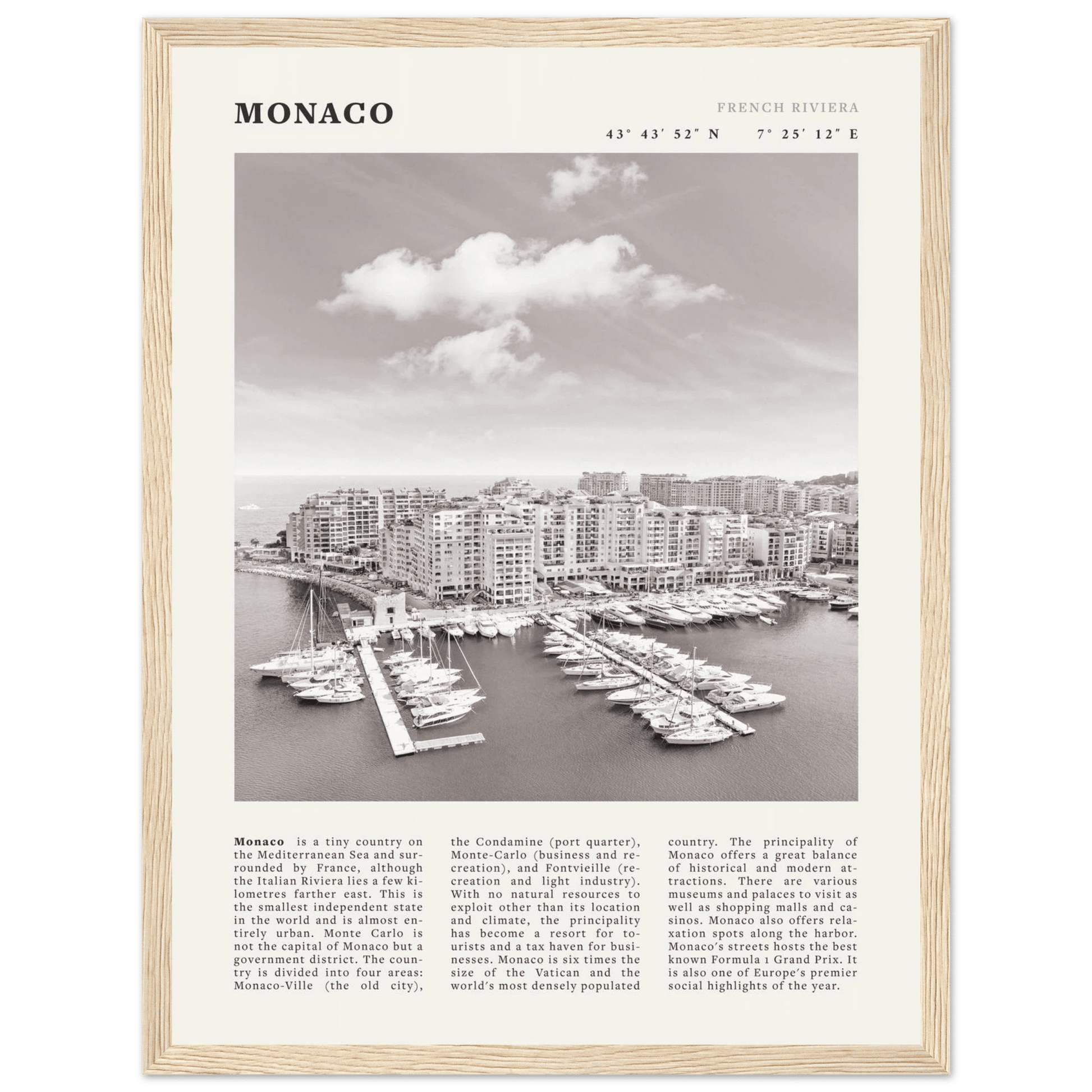 Monaco Poster Black and White – Vintage Monte Carlo Harbor Print (Digital & Printed Options) - Evergreen Posters