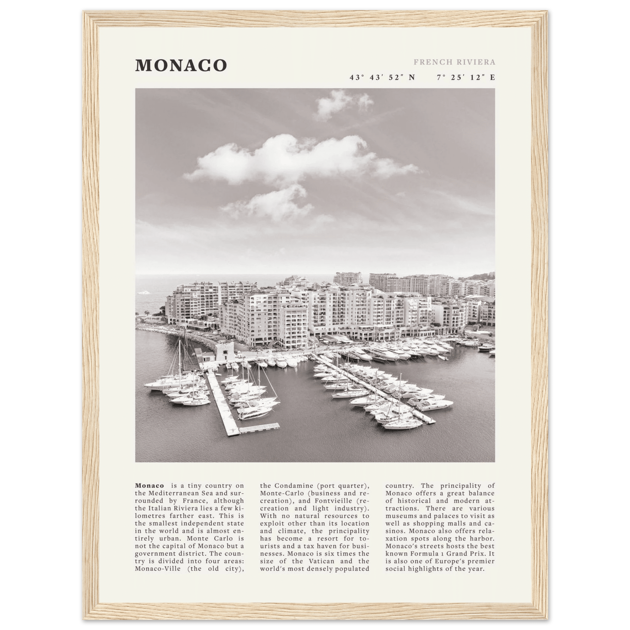 Monaco Poster Black and White – Vintage Monte Carlo Harbor Print (Digital & Printed Options) - Evergreen Posters