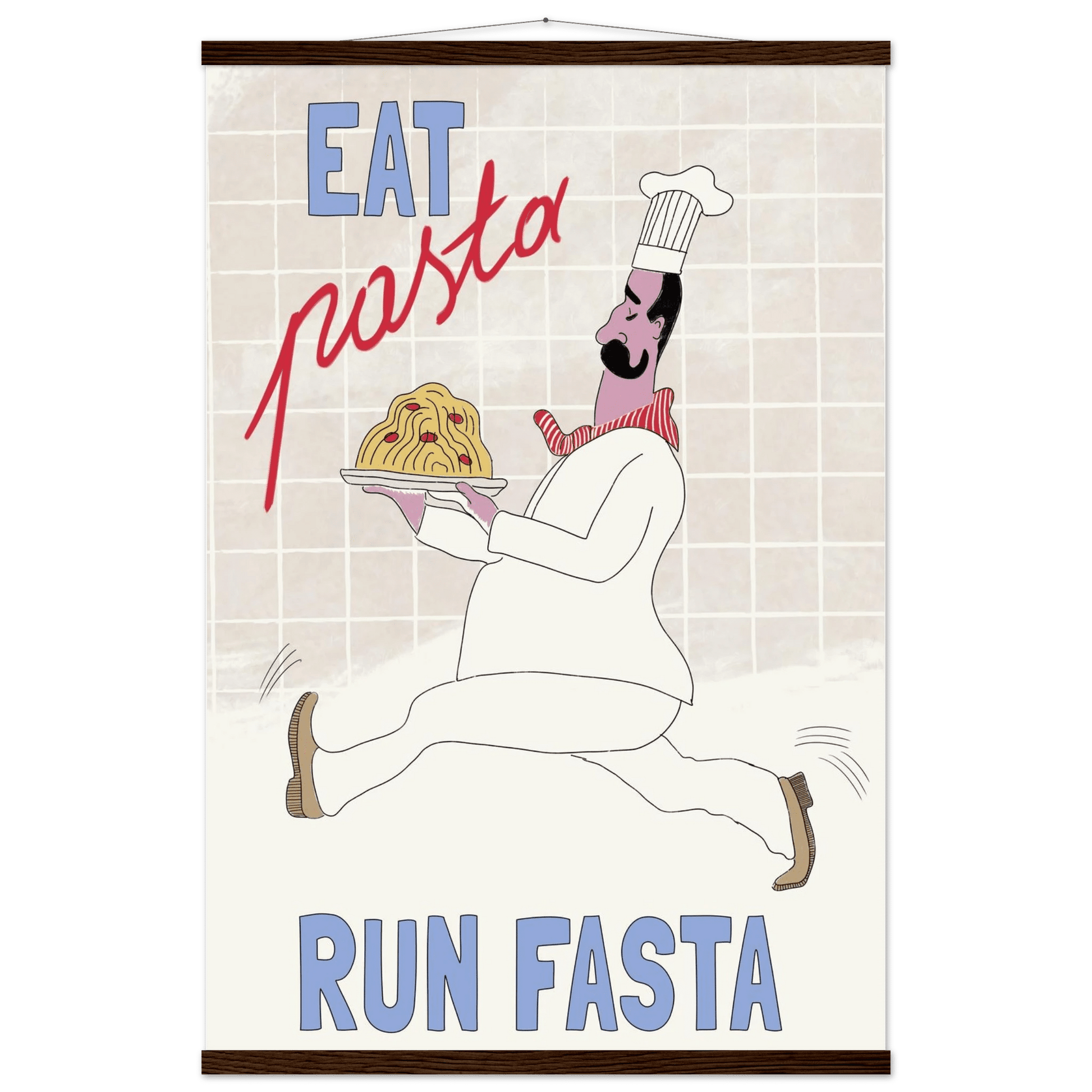 Eat Pasta Run Fasta Poster – Fun Kitchen Wall Art Print (Digital & Printed Options) - Evergreen Posters