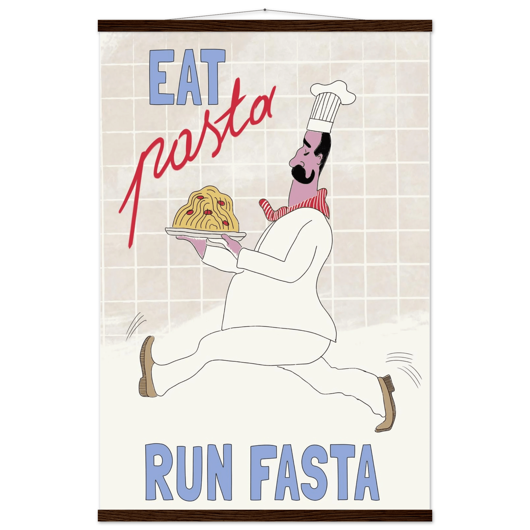 Eat Pasta Run Fasta Poster – Fun Kitchen Wall Art Print (Digital & Printed Options) - Evergreen Posters