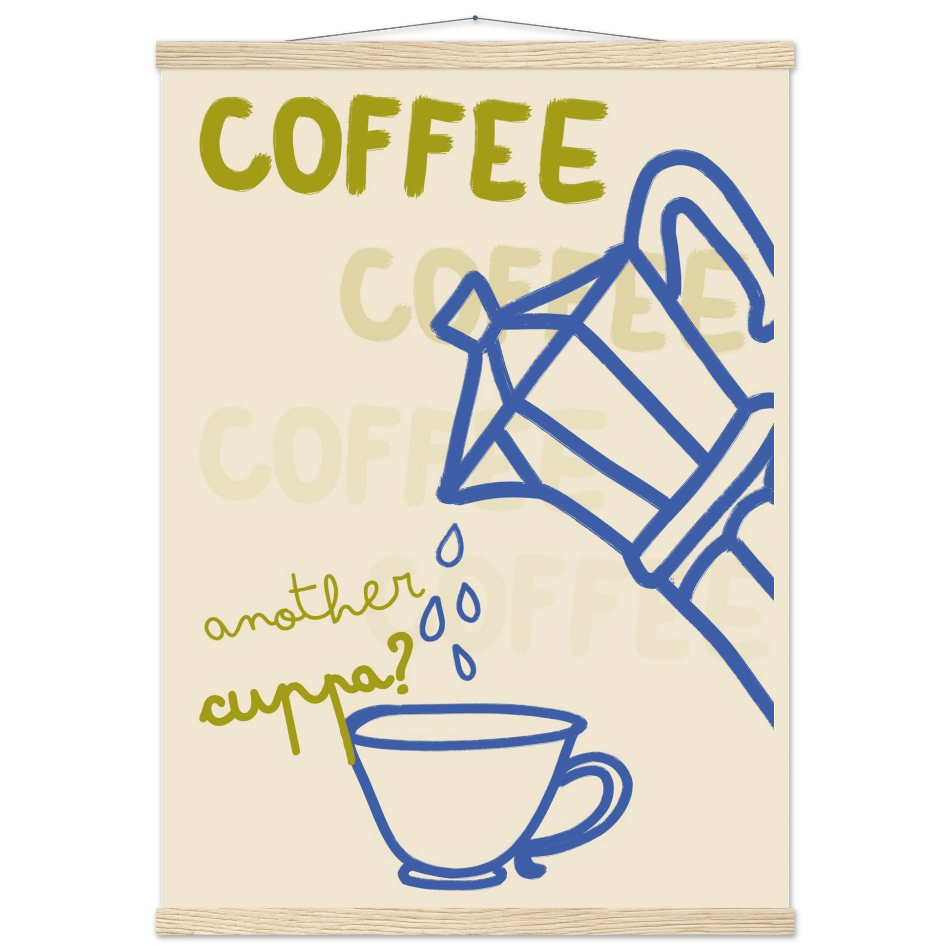 Coffee Print | Another Cuppa Moka Pot Wall Art | Kitchen Coffee Poster - Evergreen Posters