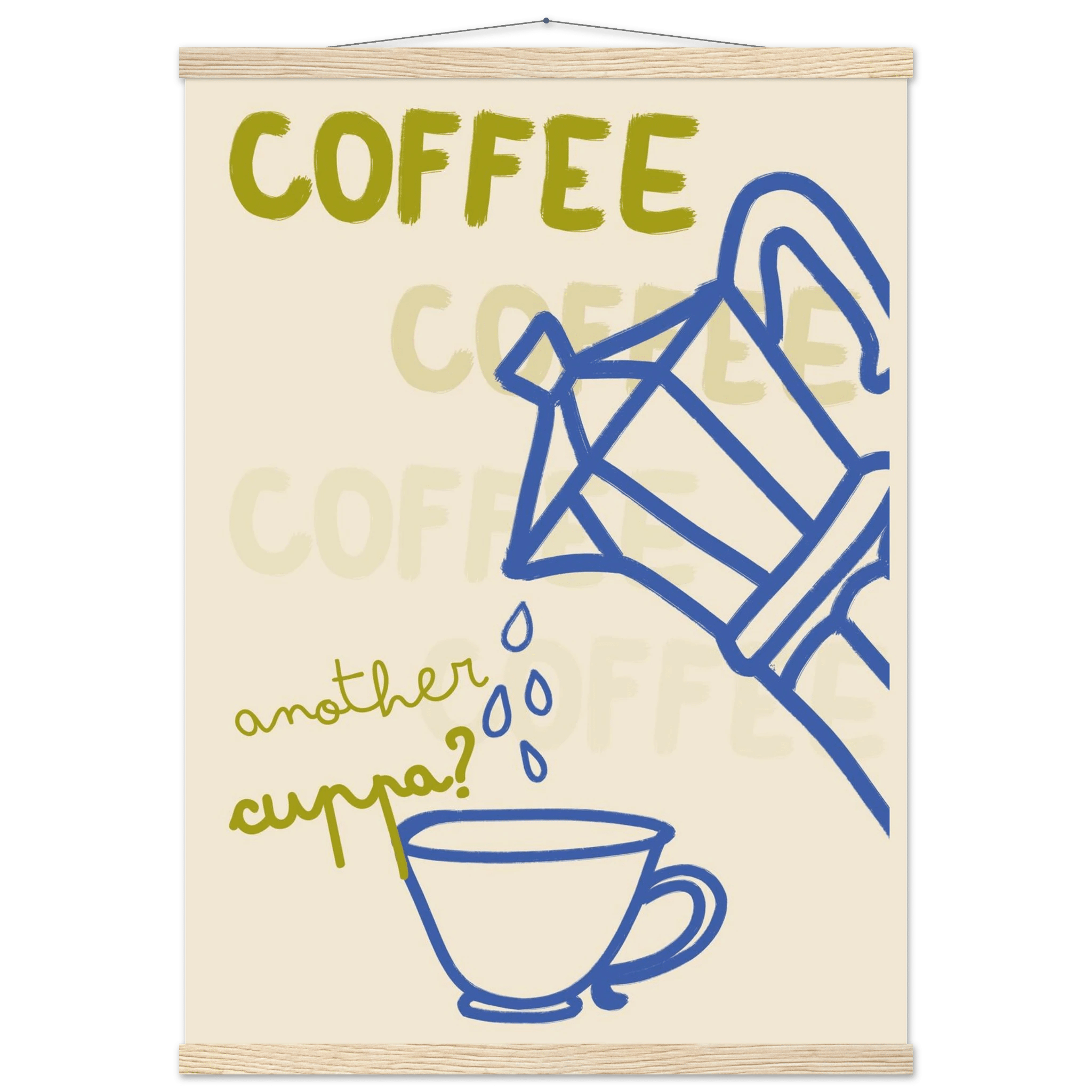 Coffee Print | Another Cuppa Moka Pot Wall Art | Kitchen Coffee Poster - Evergreen Posters
