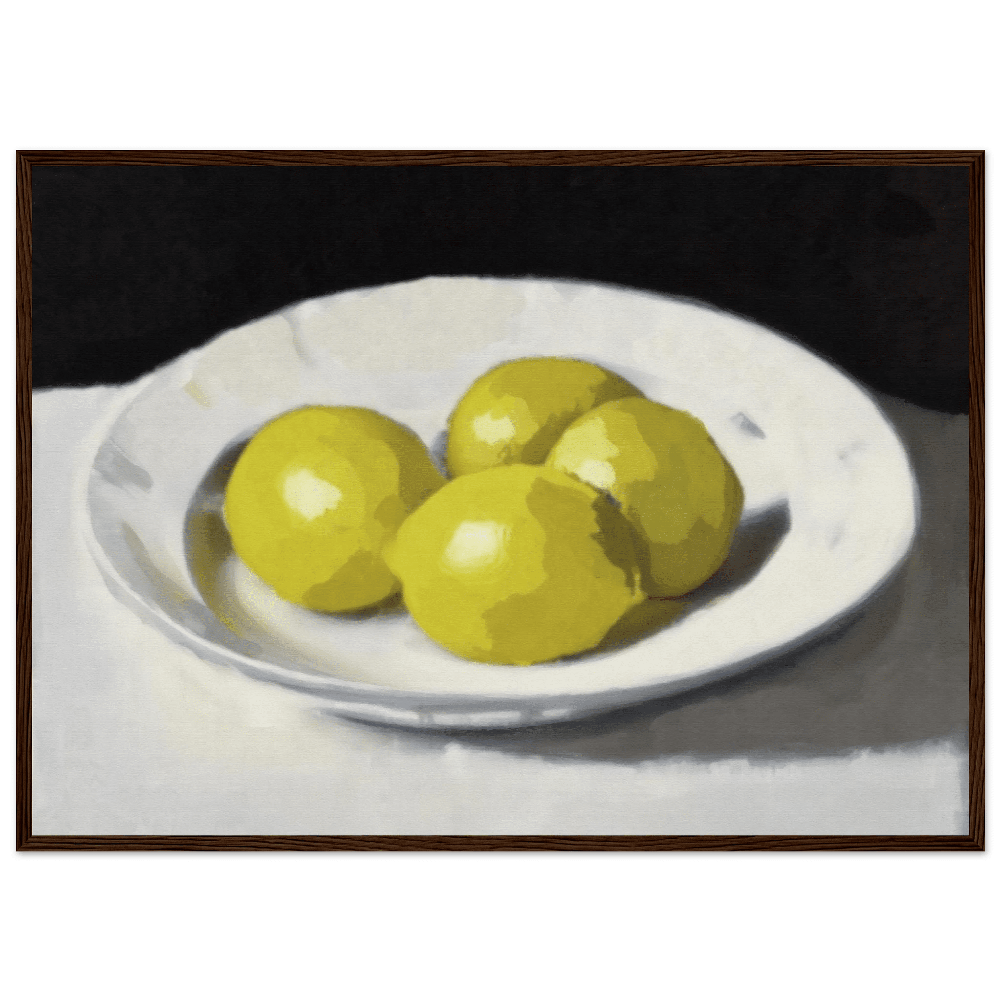 Lemons Print | Three Lemons Oil Painting Wall Art | Kitchen Still Life Poster - Evergreen Posters