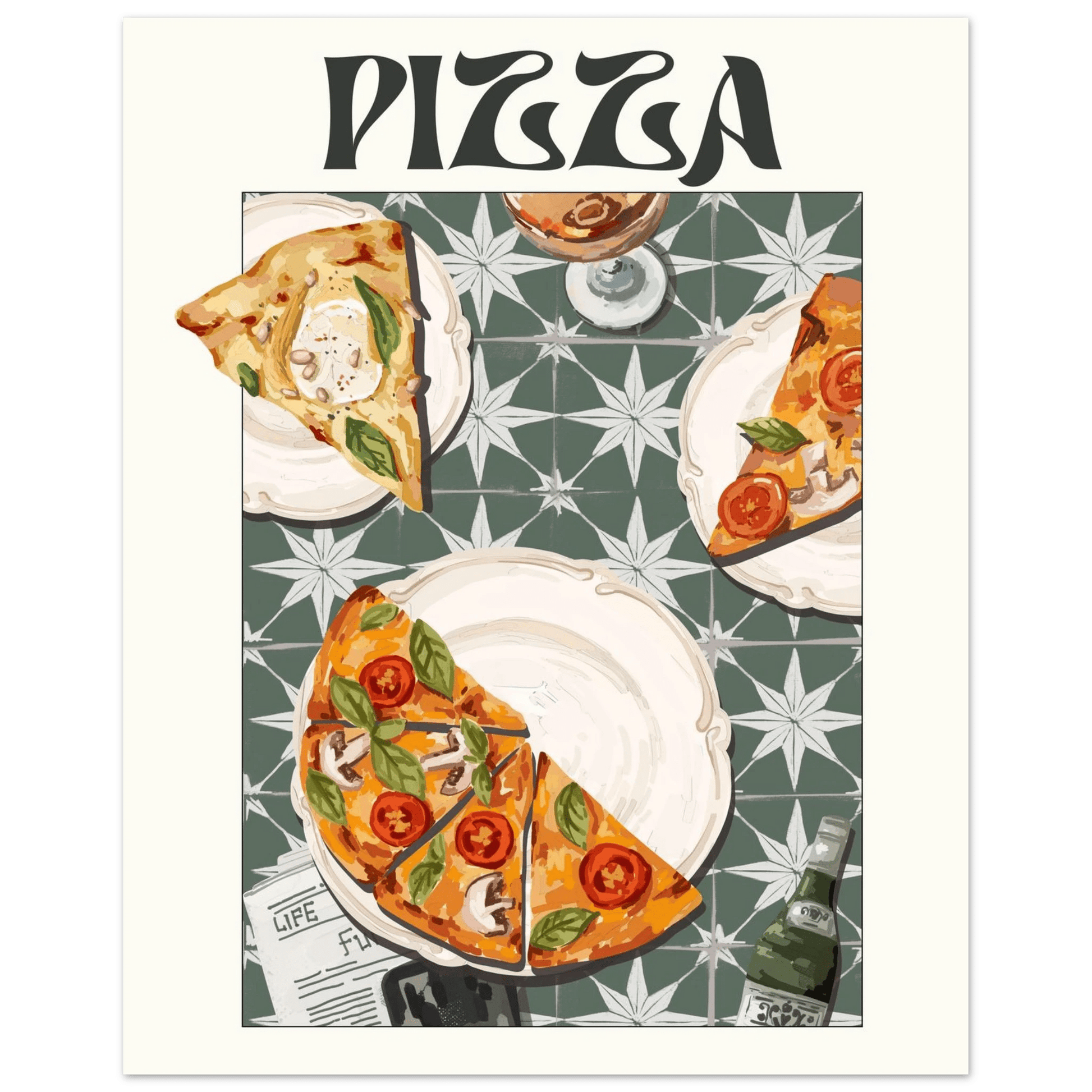 Pizza Poster – Playful Italian Kitchen Wall Art Print (Digital & Printed Options) - Evergreen Posters
