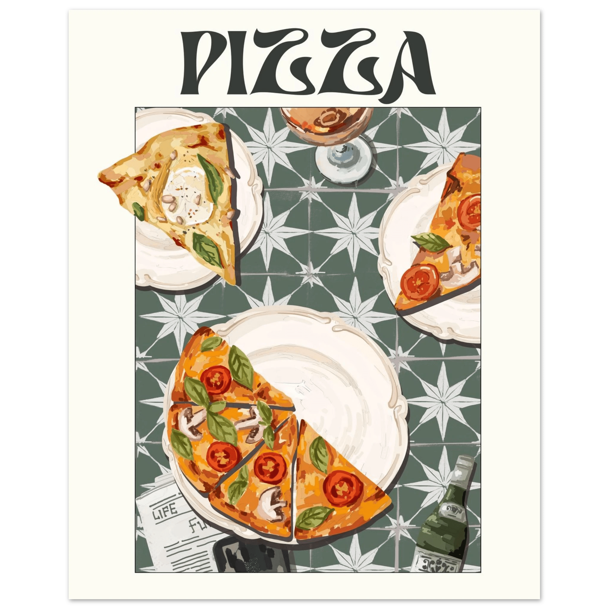 Pizza Poster – Playful Italian Kitchen Wall Art Print (Digital & Printed Options) - Evergreen Posters