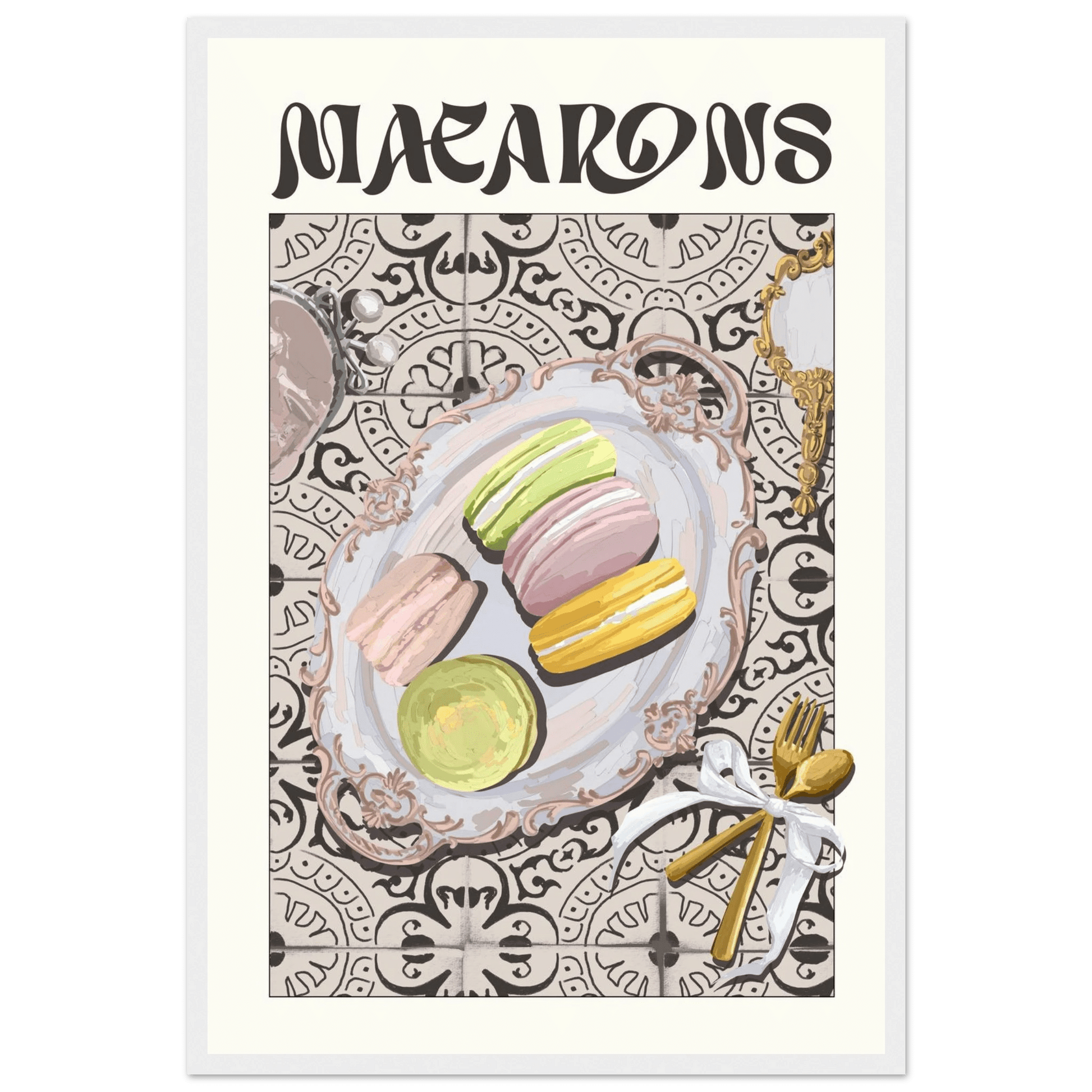 Macarons Poster – Playful French Patisserie Kitchen Wall Art Print (Digital & Printed Options) - Evergreen Posters