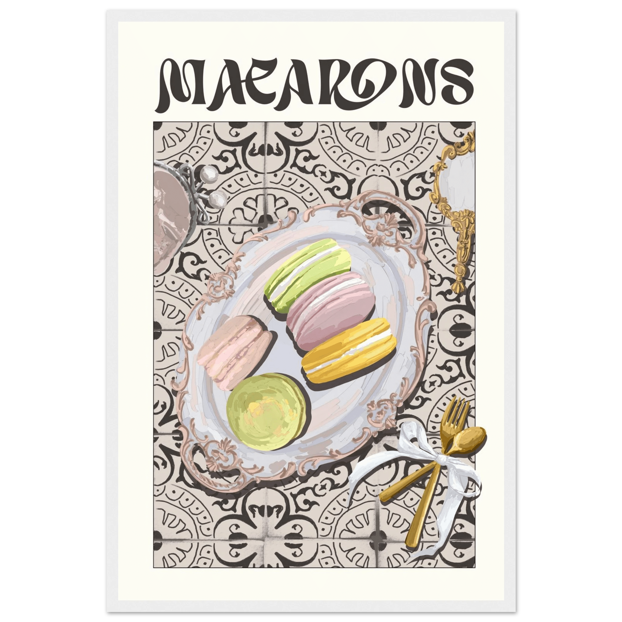 Macarons Poster – Playful French Patisserie Kitchen Wall Art Print (Digital & Printed Options) - Evergreen Posters