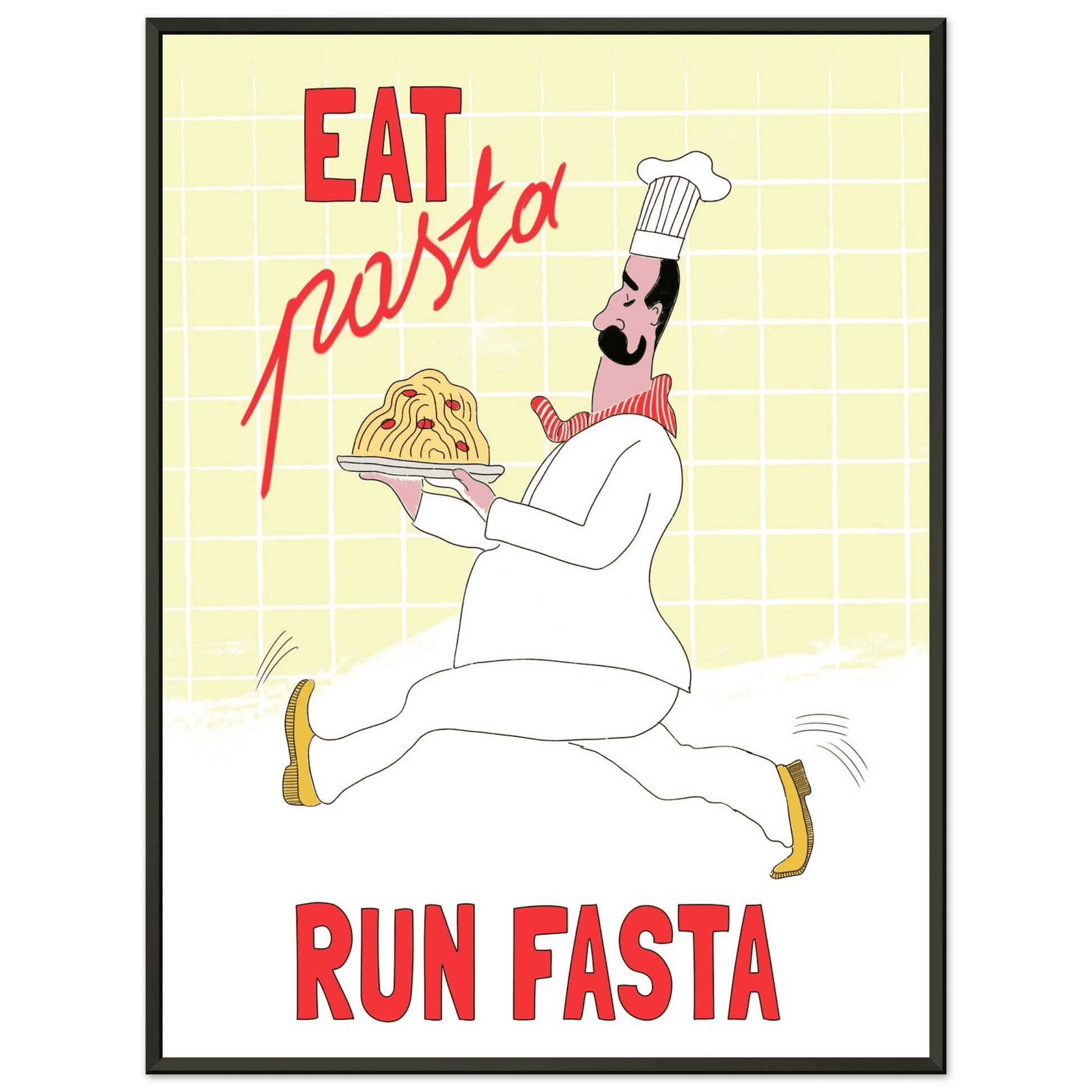 Eat Pasta Run Fasta Poster – Playful Kitchen Wall Art Print (Digital & Printed Options) - Evergreen Posters