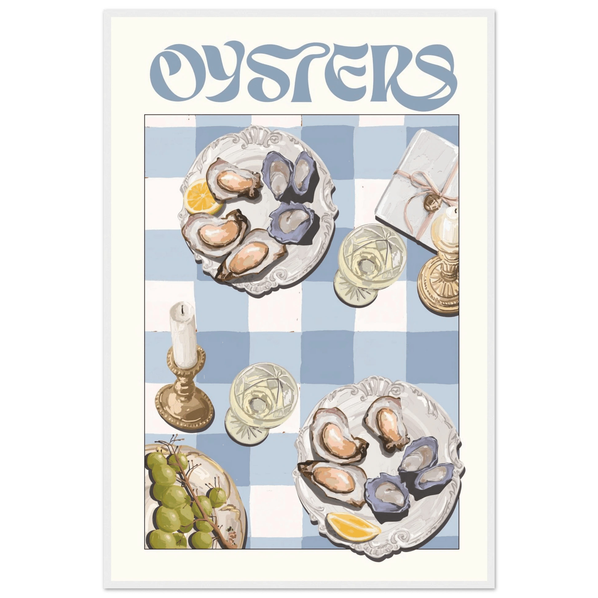 Oysters Poster – Playful Seafood Kitchen Wall Art Print (Digital & Printed Options) - Evergreen Posters