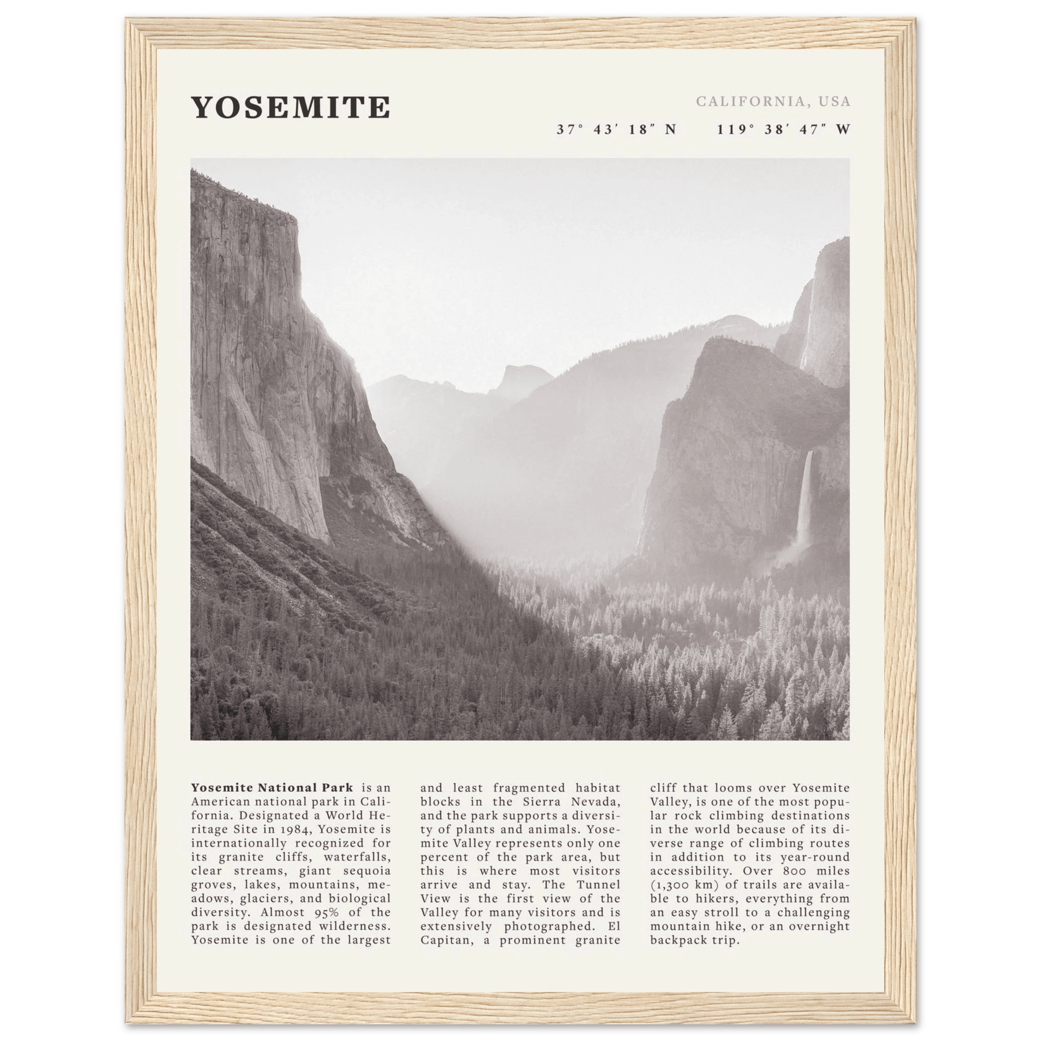 Yosemite Poster | Black & White National Park Wall Art | California Nature Print - Evergreen Posters