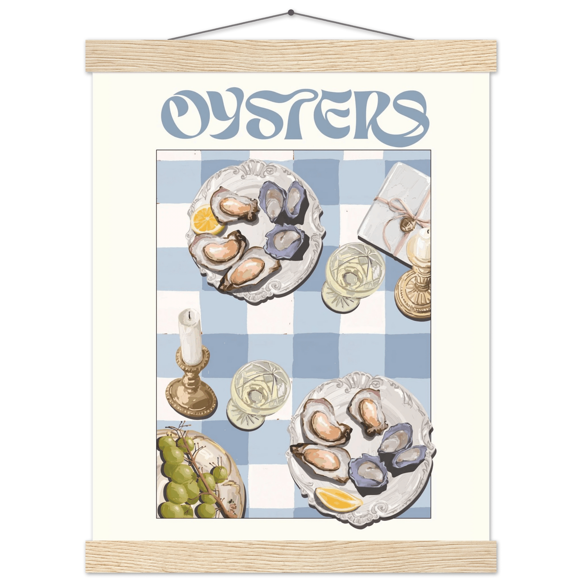 Oysters Poster – Playful Seafood Kitchen Wall Art Print (Digital & Printed Options) - Evergreen Posters