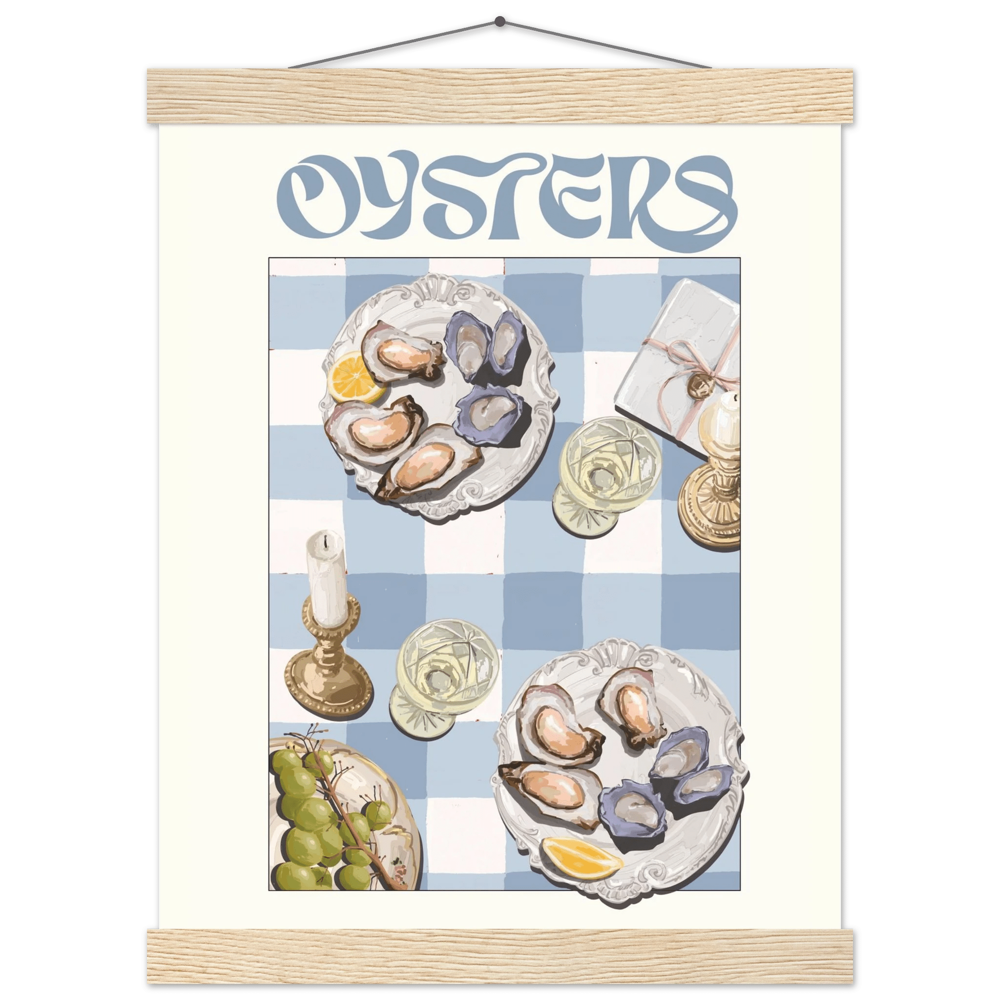 Oysters Poster – Playful Seafood Kitchen Wall Art Print (Digital & Printed Options) - Evergreen Posters