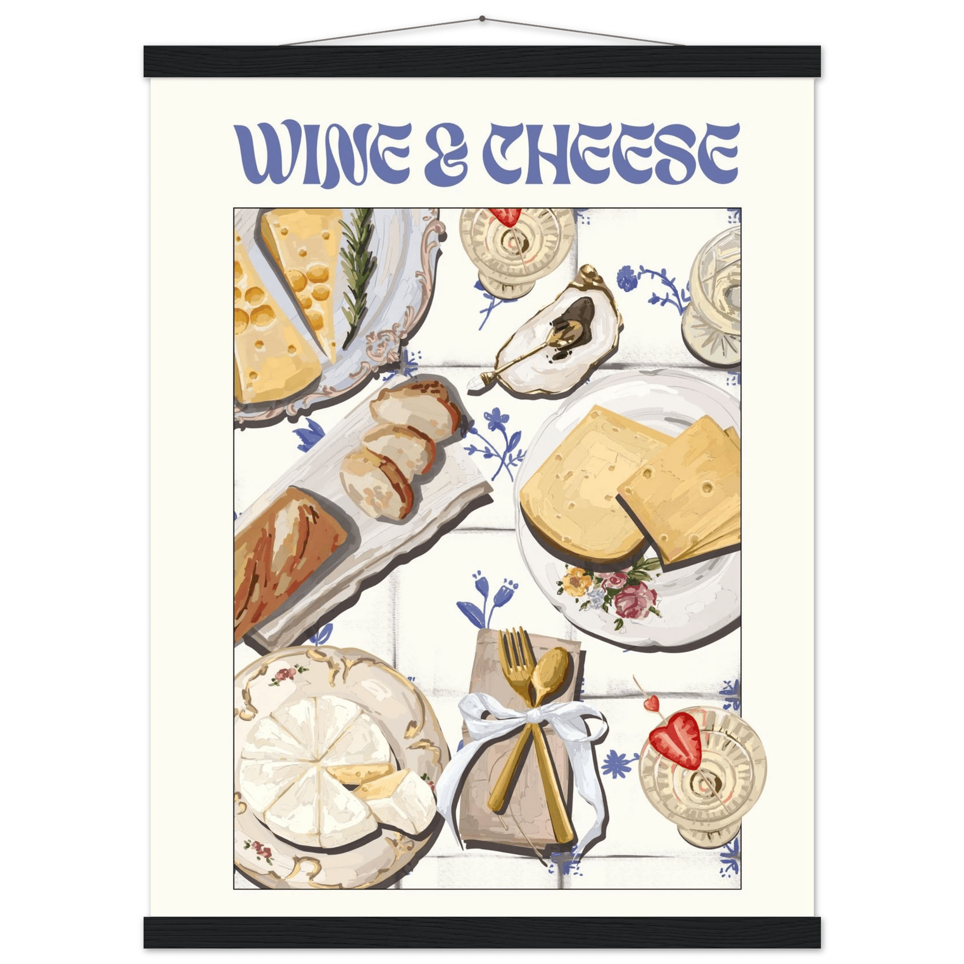 Wine & Cheese Poster – Elegant Kitchen & Dining Wall Art Print (Digital & Printed Options) - Evergreen Posters