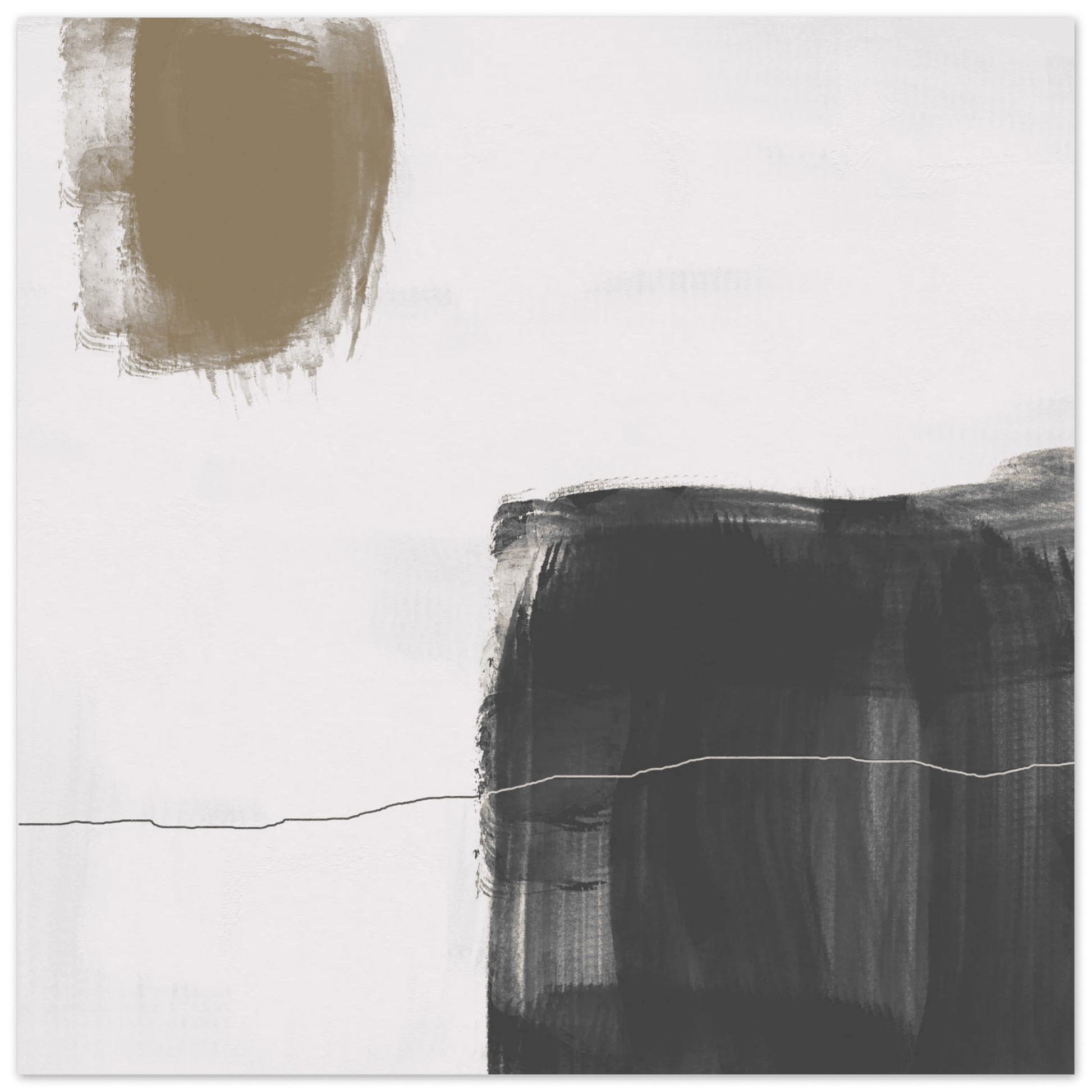 Olive & Black Brushstroke Abstract Poster | Minimalist Square Wall Art | Modern Decor - Evergreen Posters