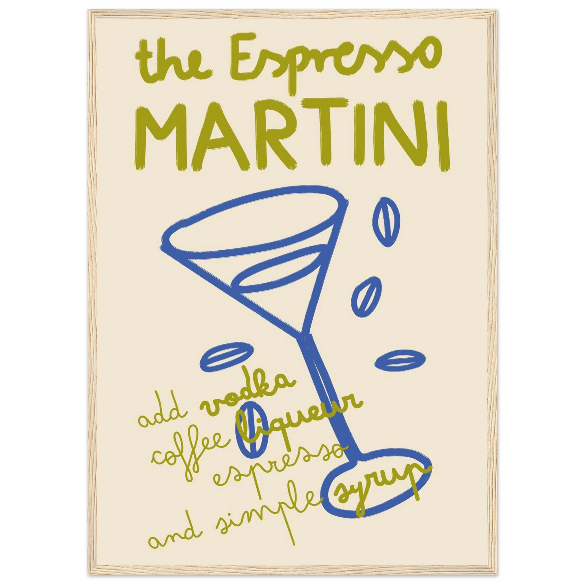 Espresso Martini Print | Cocktail Recipe Wall Art | Kitchen Bar Poster - Evergreen Posters