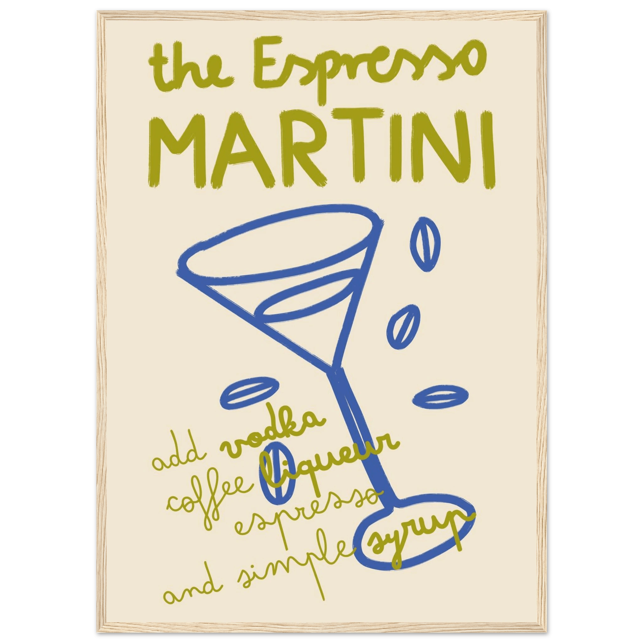 Espresso Martini Print | Cocktail Recipe Wall Art | Kitchen Bar Poster - Evergreen Posters