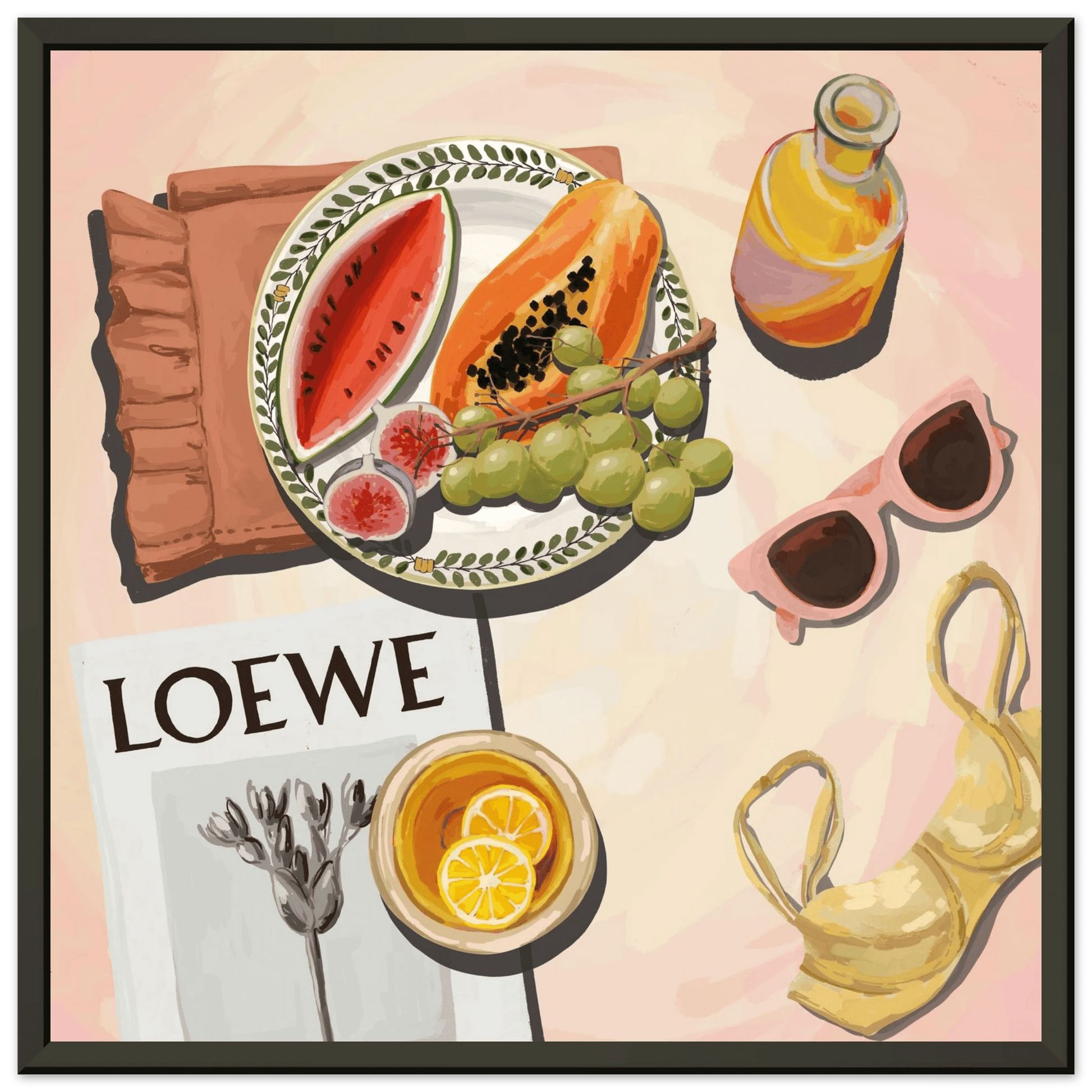 Loewe Summer Fruits Poster | Dopamine Decor Food Wall Art | Pastel Square Kitchen Print - Evergreen Posters - 24