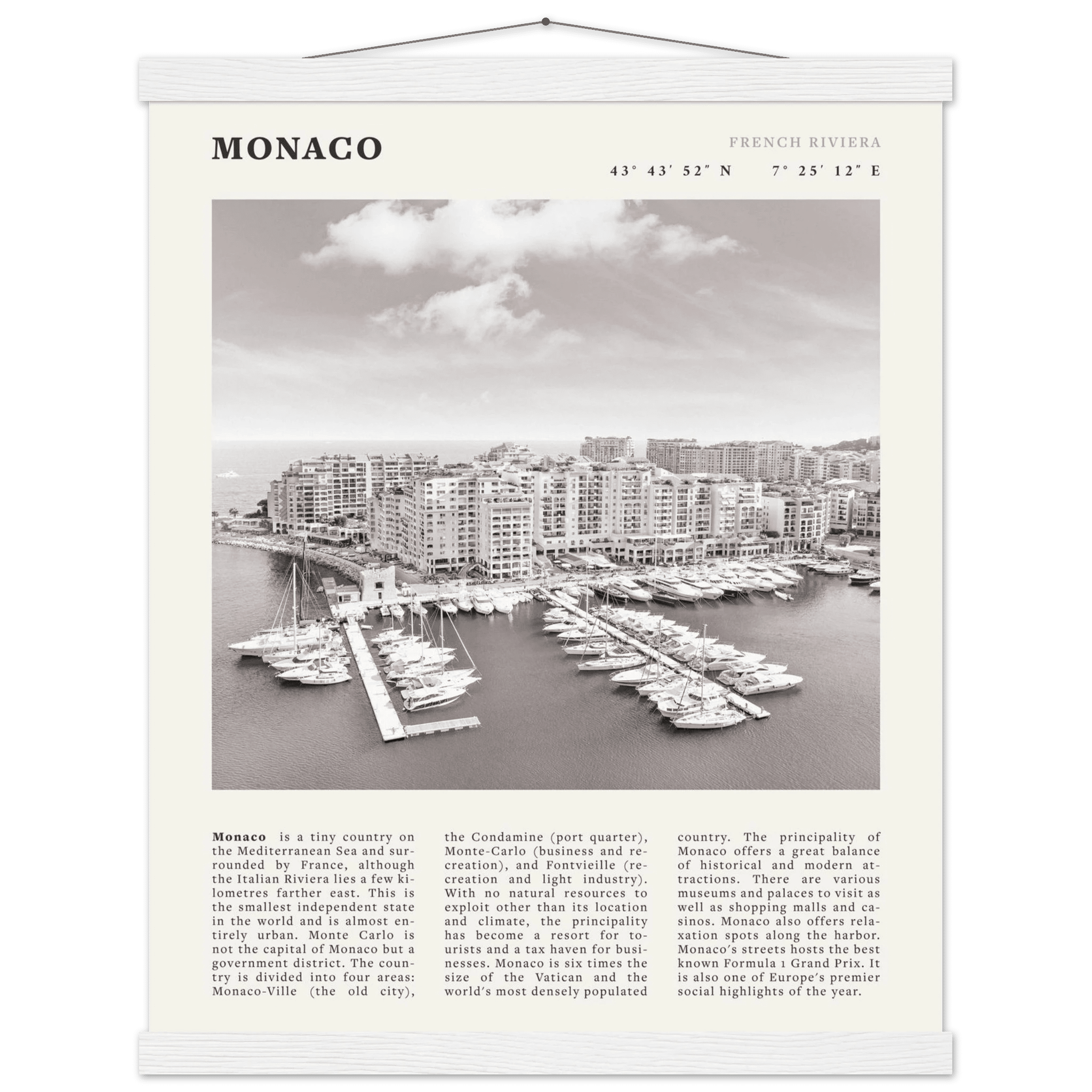 Monaco Poster Black and White – Vintage Monte Carlo Harbor Print (Digital & Printed Options) - Evergreen Posters