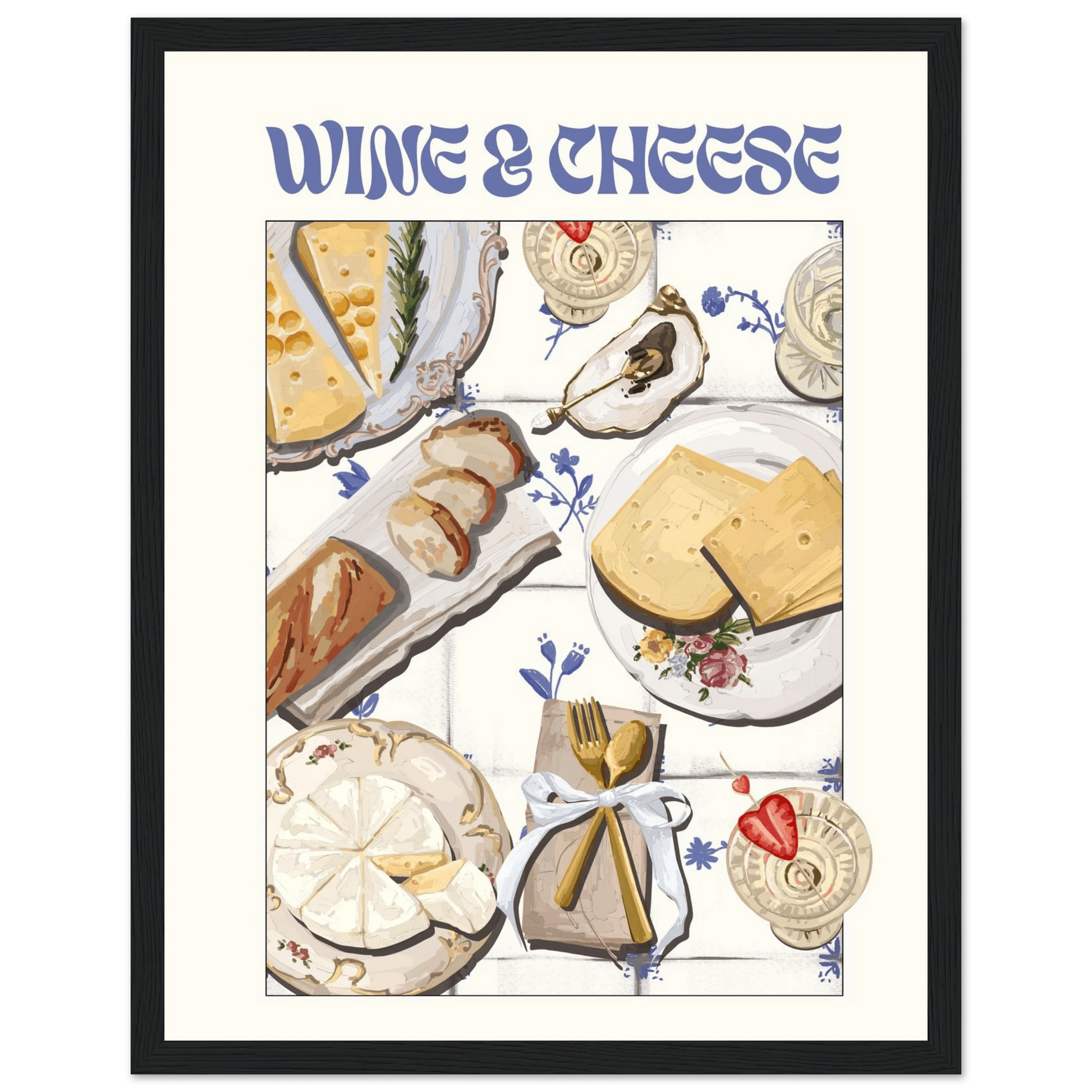 Wine & Cheese Poster – Elegant Kitchen & Dining Wall Art Print (Digital & Printed Options) - Evergreen Posters