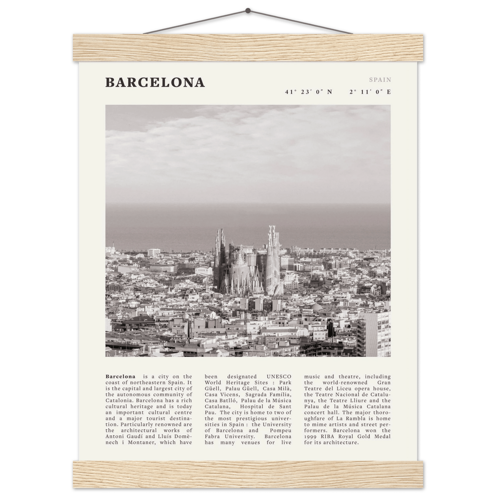 Barcelona Poster | Black & White Sagrada Familia Wall Art | Spain Travel Print - Evergreen Posters