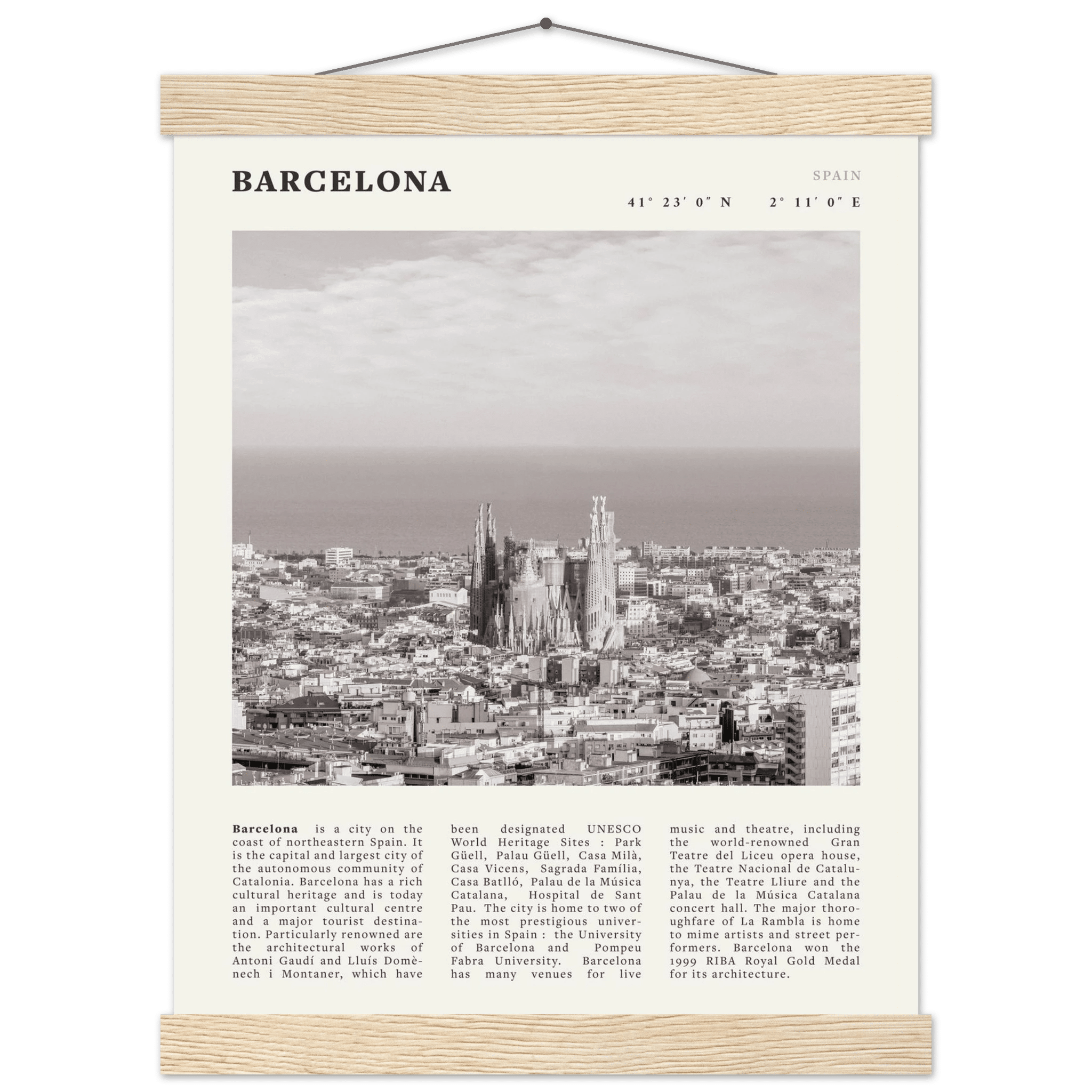 Barcelona Poster | Black & White Sagrada Familia Wall Art | Spain Travel Print - Evergreen Posters