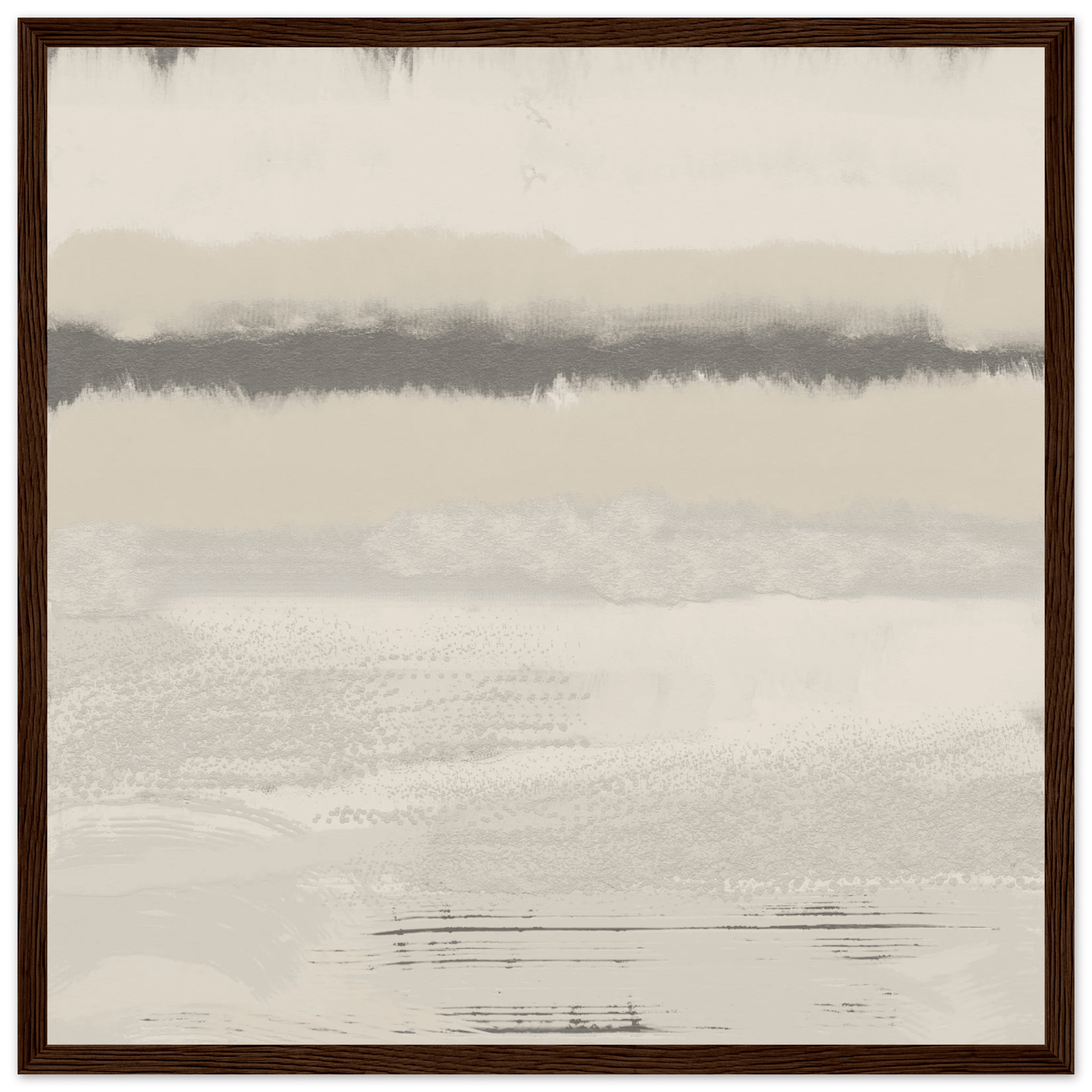 Misty Abstract Poster | Beige & Grey Textured Wall Art | Minimalist Square Print - Evergreen Posters