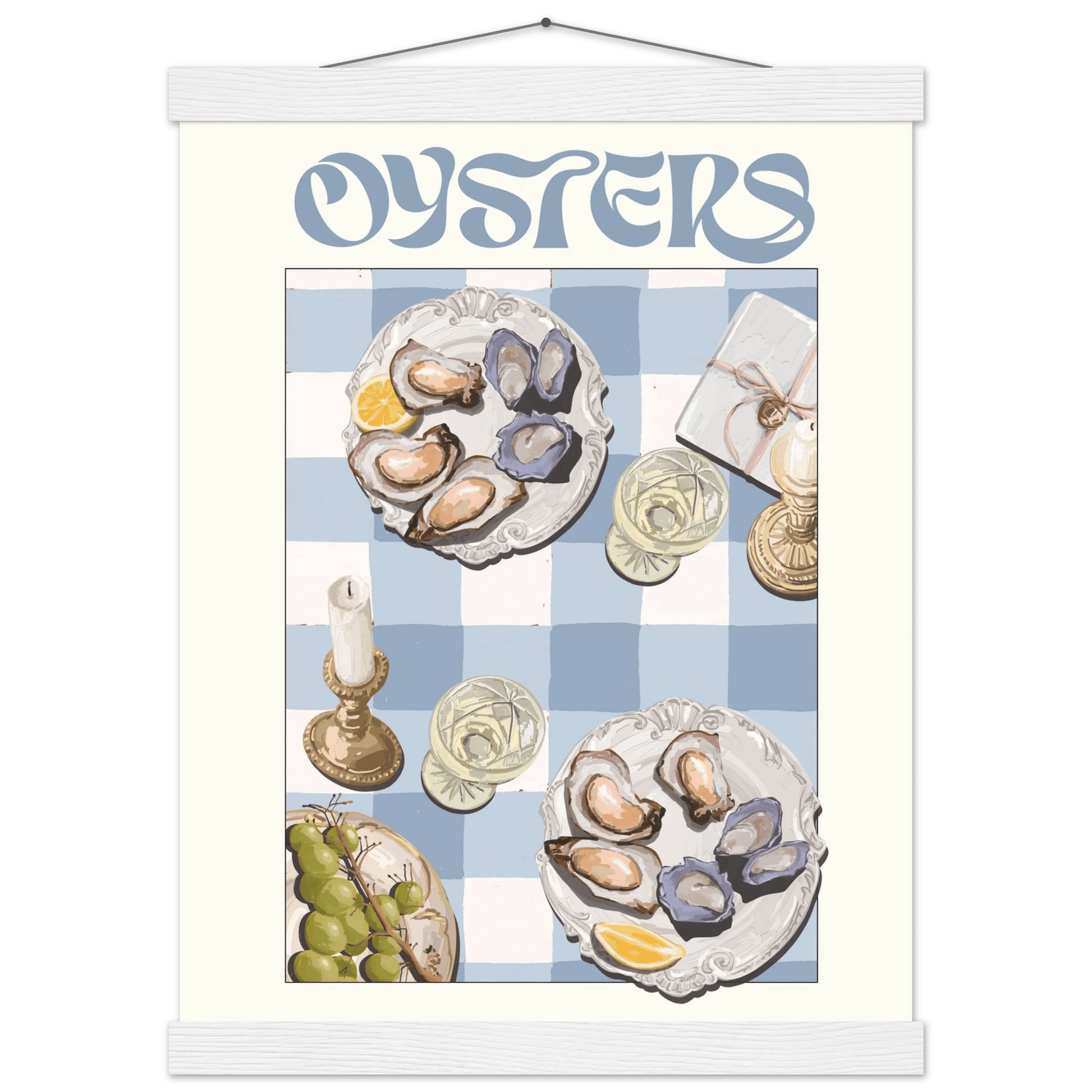 Oysters Poster – Playful Seafood Kitchen Wall Art Print (Digital & Printed Options) - Evergreen Posters