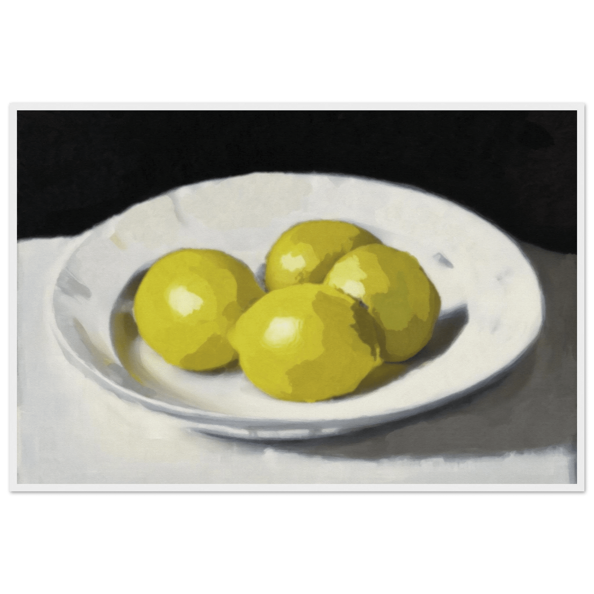 Lemons Print | Three Lemons Oil Painting Wall Art | Kitchen Still Life Poster - Evergreen Posters