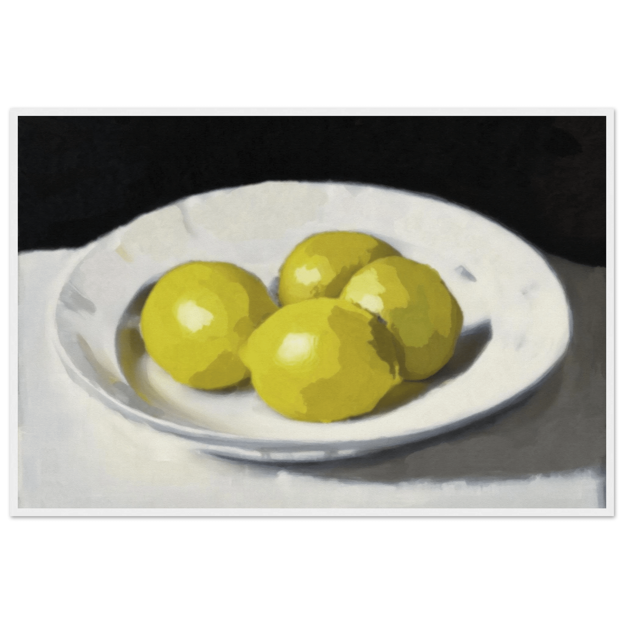 Lemons Print | Three Lemons Oil Painting Wall Art | Kitchen Still Life Poster - Evergreen Posters