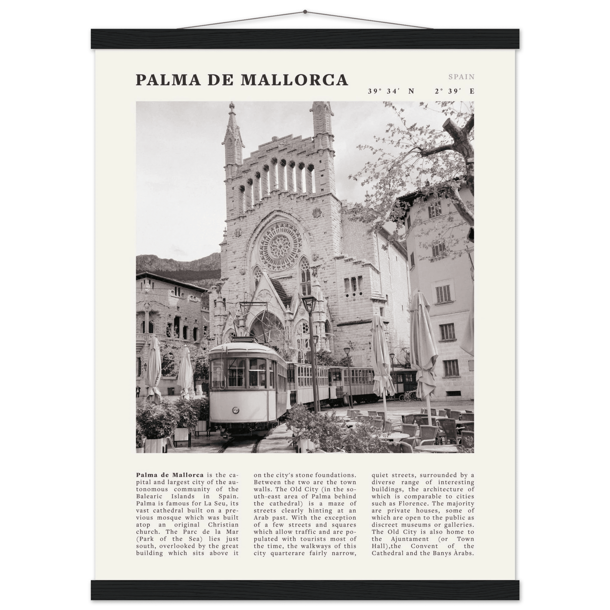 Palma de Mallorca Poster | Black & White Spain Wall Art | Travel Print | Mediterranean Decor - Evergreen Posters