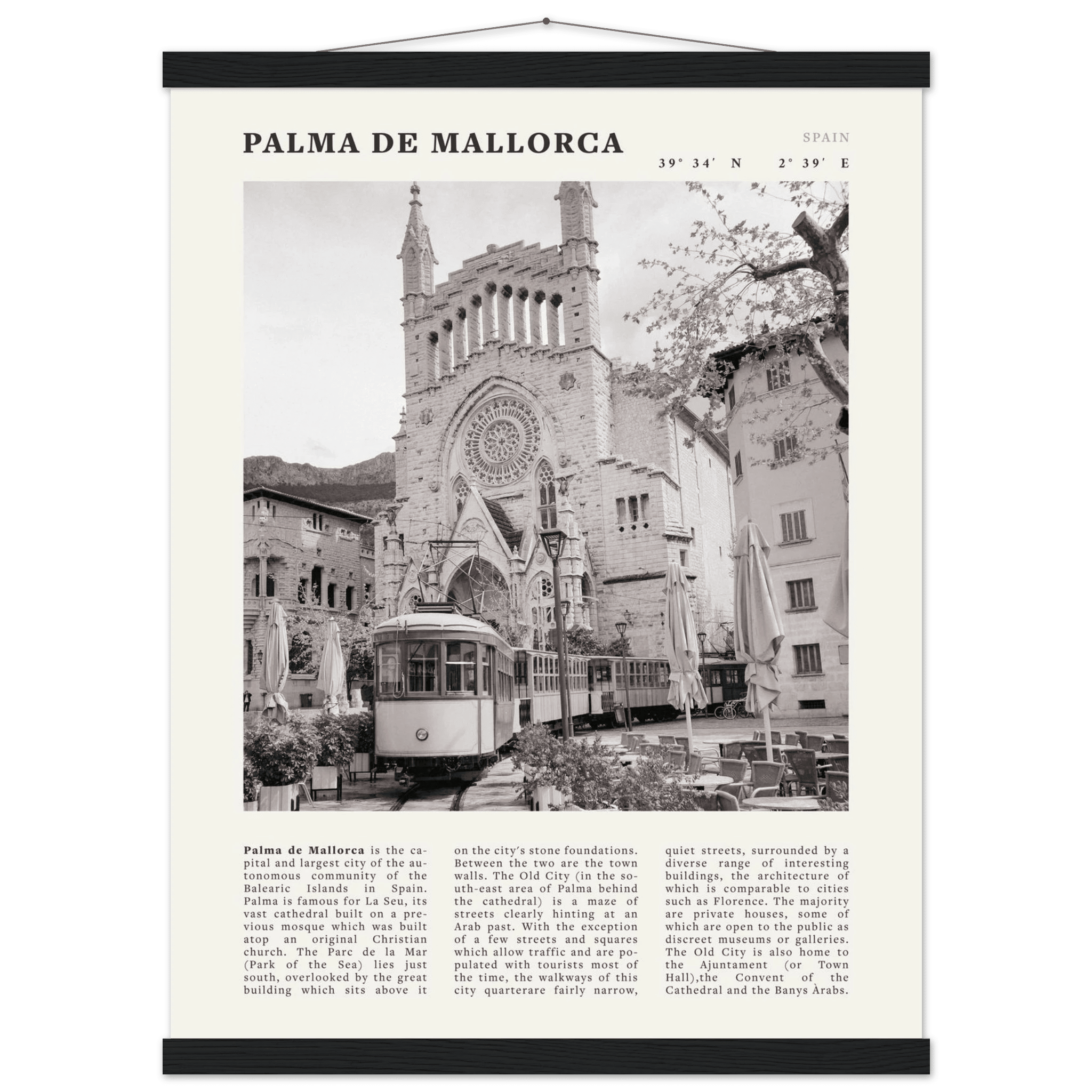 Palma de Mallorca Poster | Black & White Spain Wall Art | Travel Print | Mediterranean Decor - Evergreen Posters