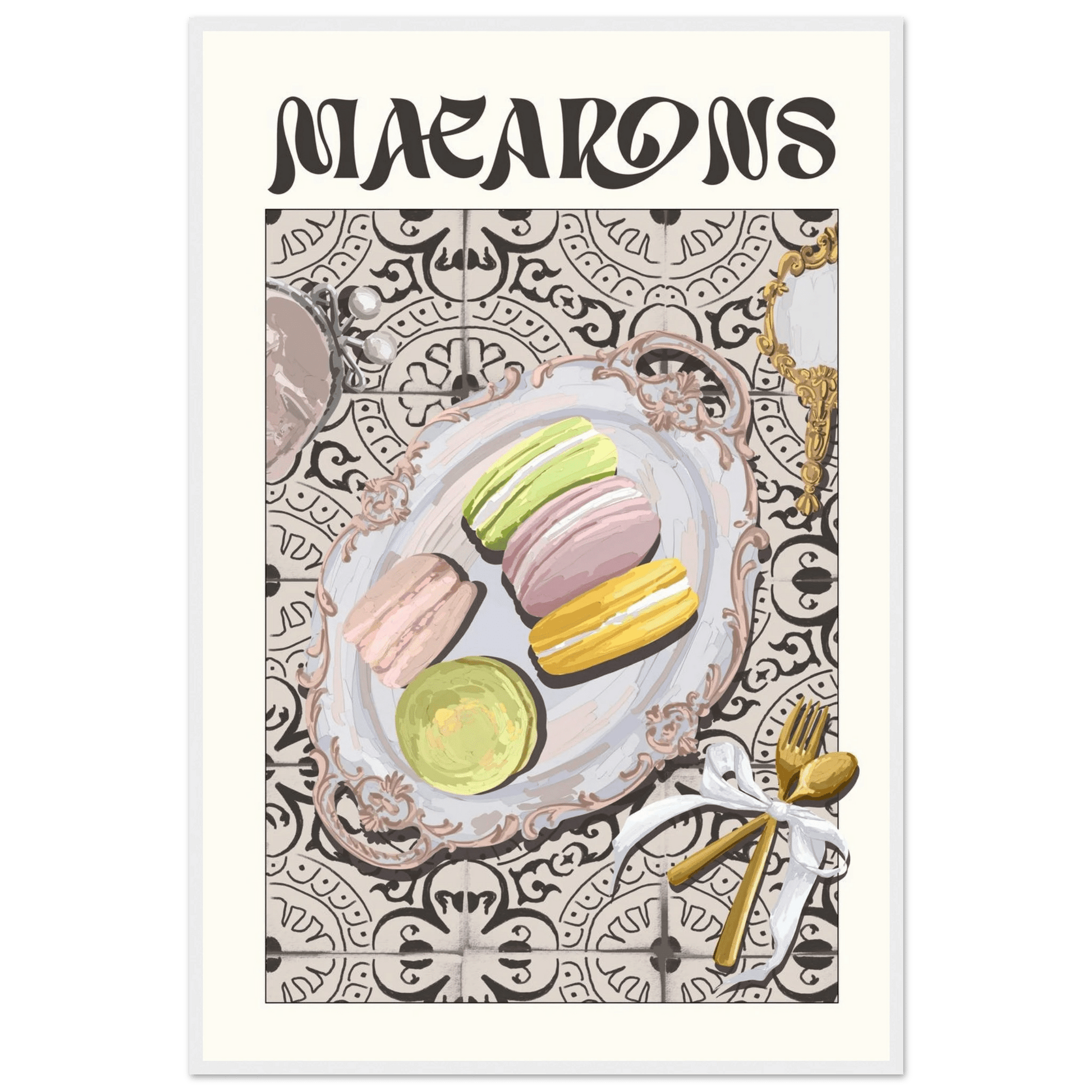 Macarons Poster – Playful French Patisserie Kitchen Wall Art Print (Digital & Printed Options) - Evergreen Posters