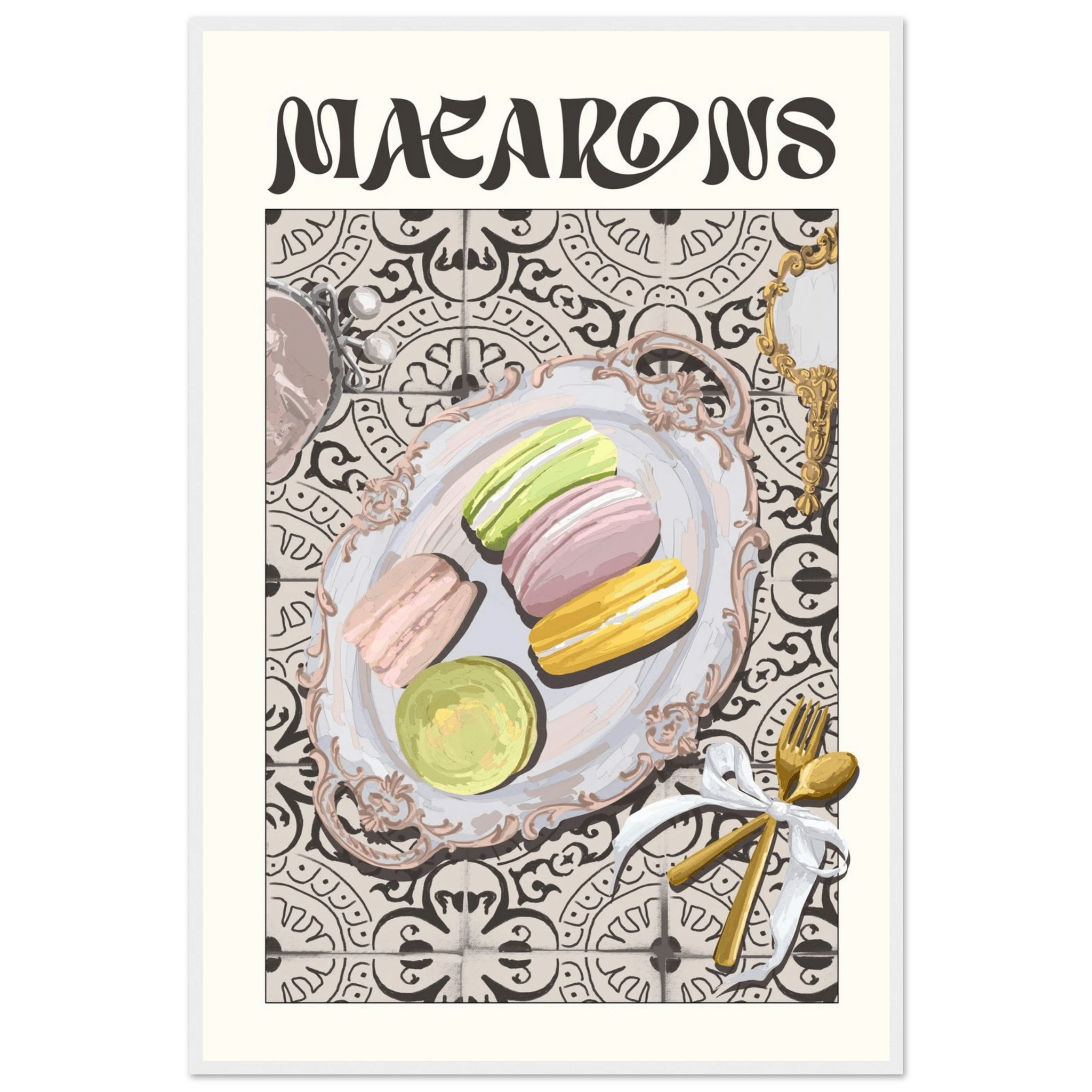 Macarons Poster – Playful French Patisserie Kitchen Wall Art Print (Digital & Printed Options) - Evergreen Posters