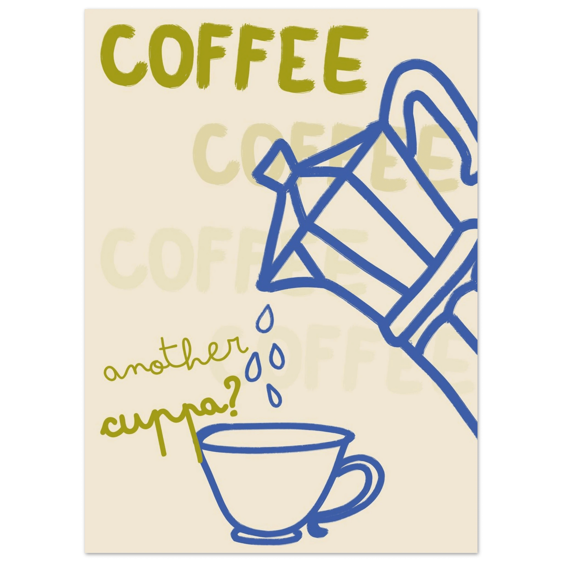 Coffee Print | Another Cuppa Moka Pot Wall Art | Kitchen Coffee Poster - Evergreen Posters
