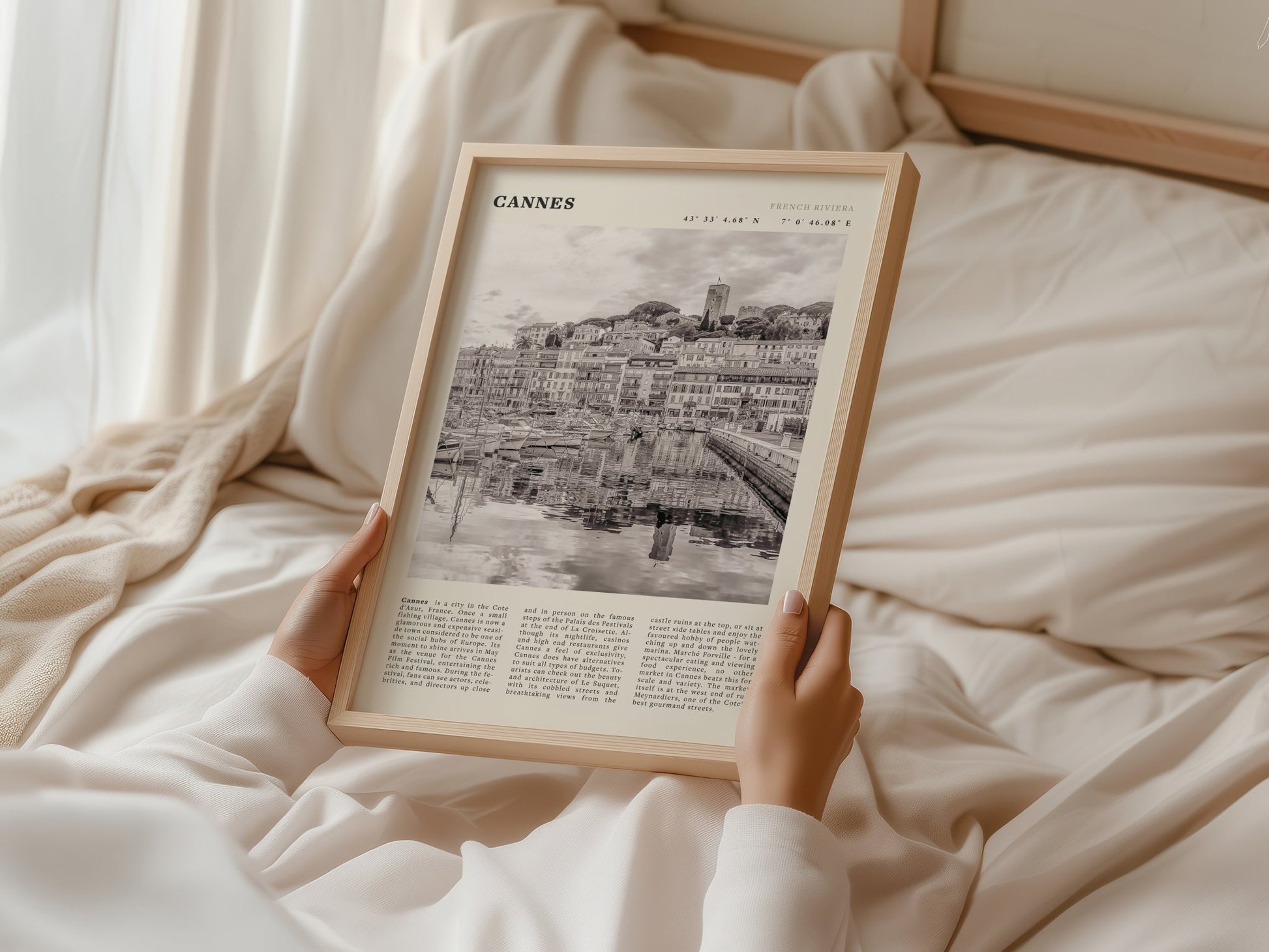 Cannes Poster | Black & White French Riviera Wall Art | France Travel Print - Evergreen Posters