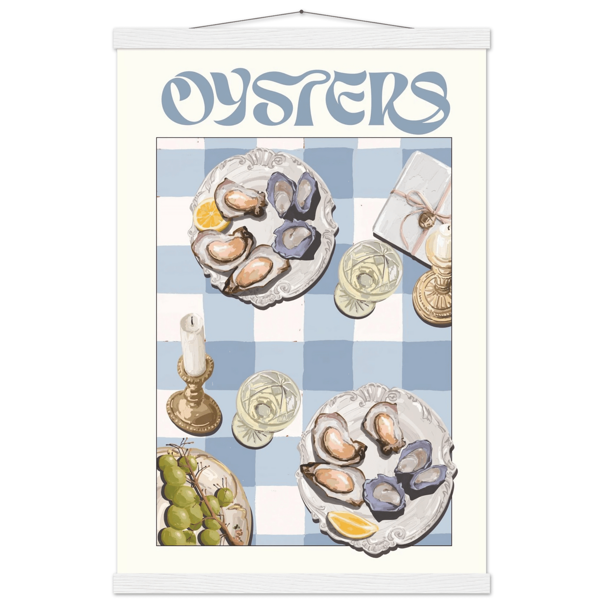 Oysters Poster – Playful Seafood Kitchen Wall Art Print (Digital & Printed Options) - Evergreen Posters