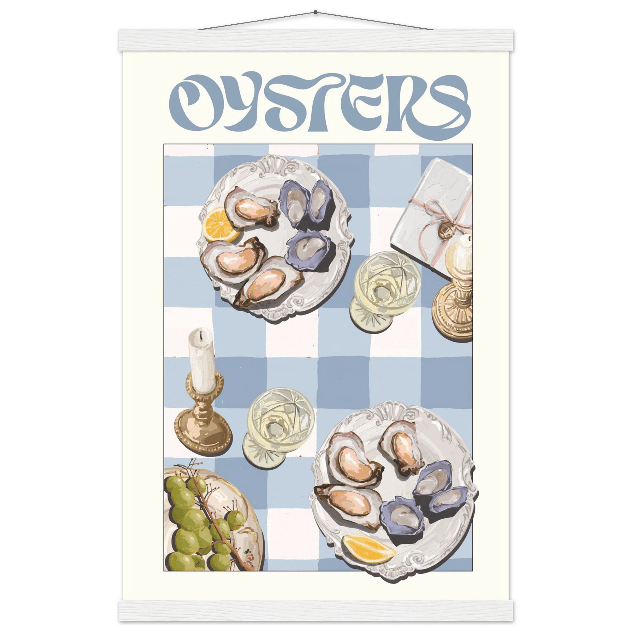 Oysters Poster – Playful Seafood Kitchen Wall Art Print (Digital & Printed Options) - Evergreen Posters