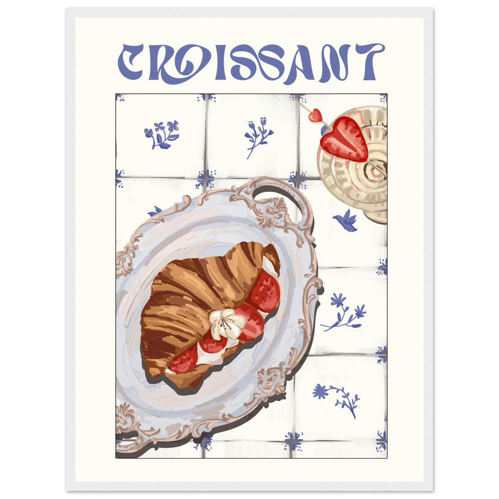 Croissant Poster – Charming French Breakfast Kitchen Wall Art Print (Digital & Printed Options) - Evergreen Posters