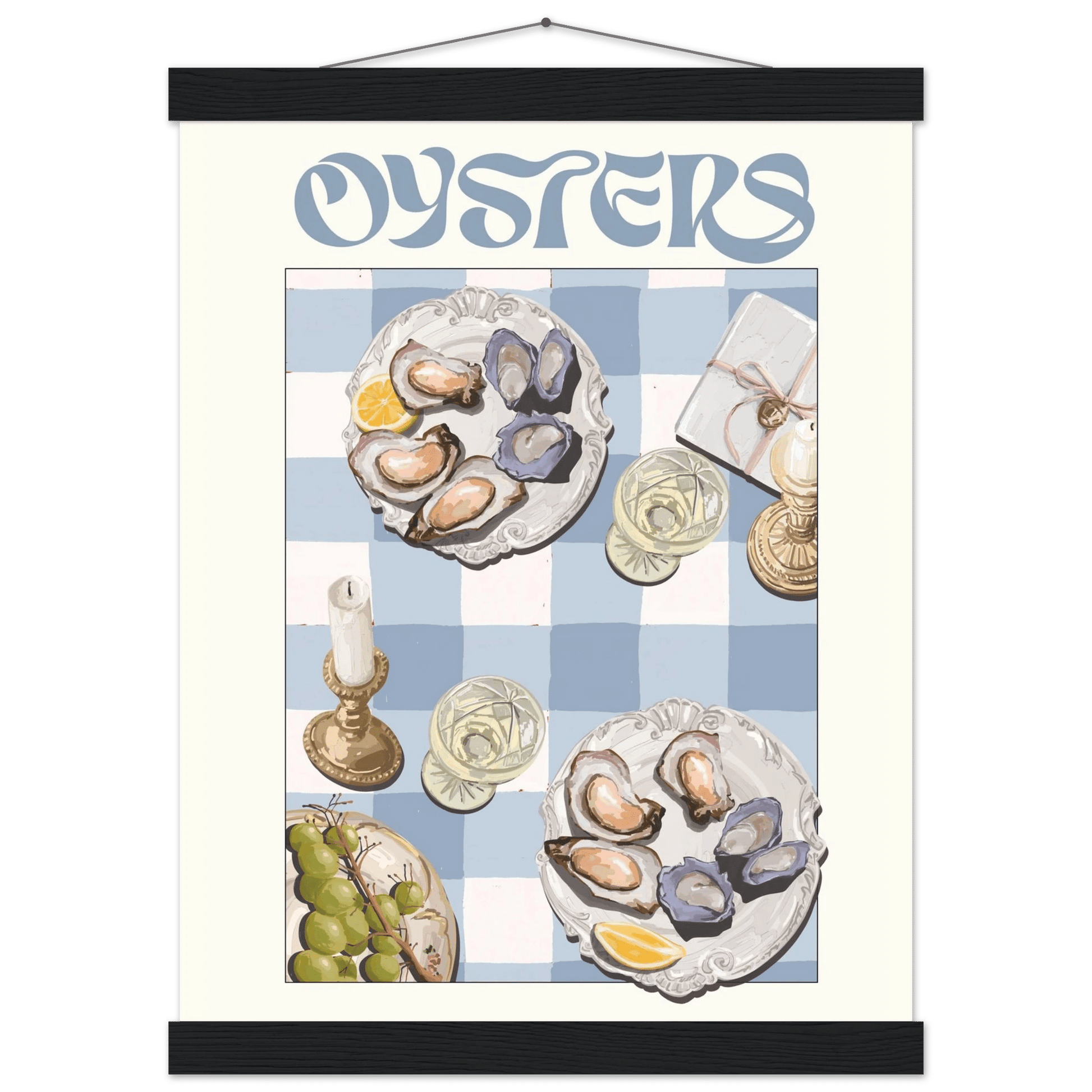 Oysters Poster – Playful Seafood Kitchen Wall Art Print (Digital & Printed Options) - Evergreen Posters
