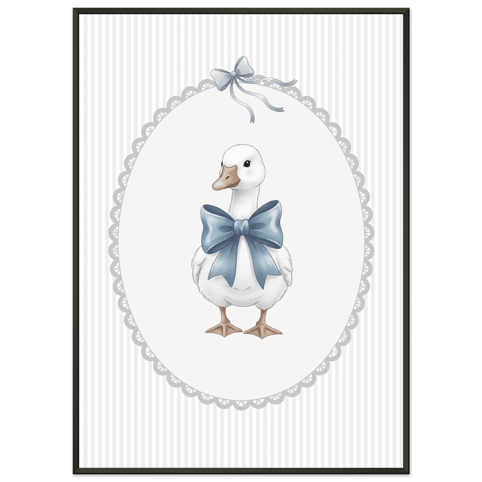 Blue Bow Duck Nursery Poster – Sweet Baby Room Wall Art Print - Evergreen Posters